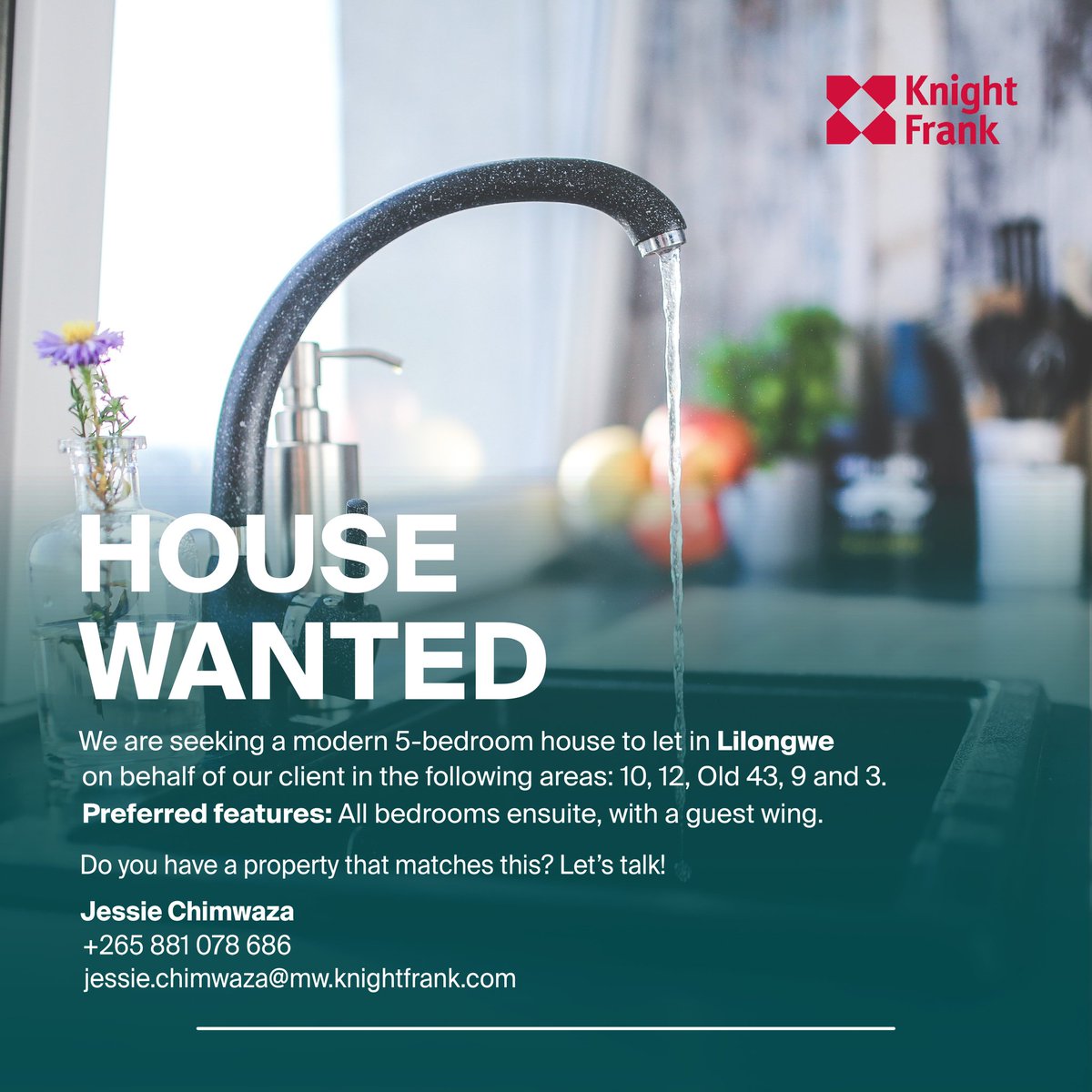 KnightFrankMw's tweet image. CLIENT PROPERTY REQUEST

We are urgently seeking a modern 5-bedroom house to let on behalf of our client. Do you have what we’re looking for?

 Let’s talk!
+265 881 078 686
Jessie.chimwaza@mw.knightfrank.com

#LilongweProperty #HouseToLet #ClientReady #RealEstate