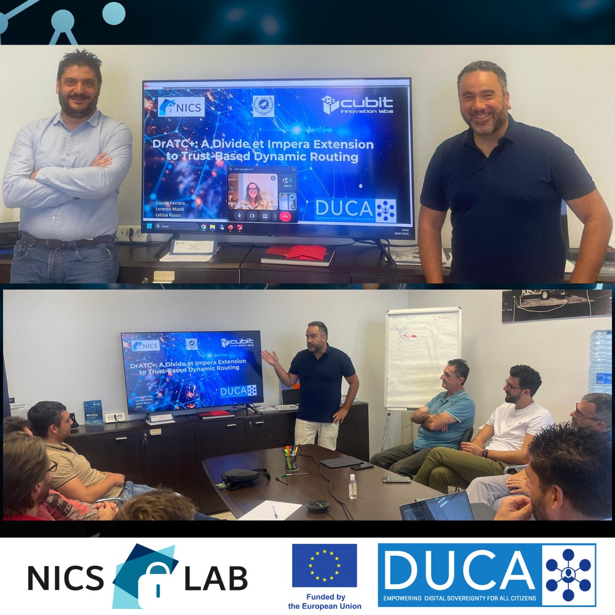 Great to collaborate with <a href="/Cubitlab/">Cubit</a>! #DUCAProject secondments!
Today we made a joint presentation on trust-aware routing and encryption to strengthen secure digital communications—laying the foundation for trusted, sovereign systems across the EU.
#HorizonEU #DUCA #SECURITY