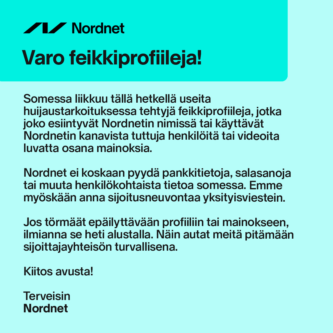 Tärkeää tietoa feikkiprofiileista ⚠️