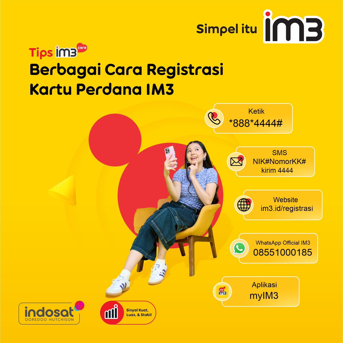 IM3 Care (@careim3) on Twitter photo Nomor baru ya harus wajib registrasi menggunakan NIK & KK biar nomor IM3-mu tetap aman dari kejahatan penyalahgunaan data ππͺͺ 
Caranya mudah kok #SahabatBaikku pilih caranya di sini ya π Nomor baru ya harus wajib registrasi menggunakan NIK & KK biar nomor IM3-mu tetap aman dari kejahatan penyalahgunaan data ππͺͺ 
Caranya mudah kok #SahabatBaikku pilih caranya di sini ya π