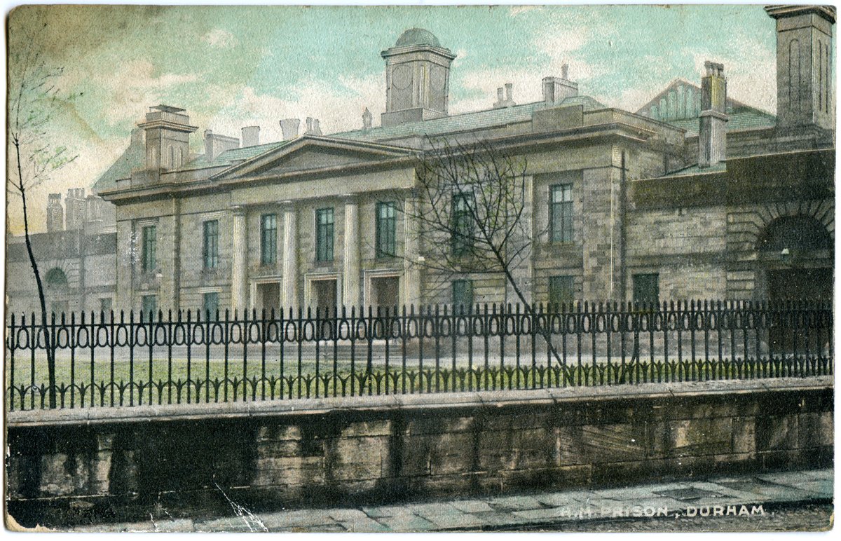 The foundation stone of Durham Prison was laid 216 years ago today, on 31 July 1809, by Sir Henry Vane Tempest. 

D/DW 1/2(87) is a postcard with a coloured landscape view of Durham Prison, from around 1905.

#durhamhistory #prisonhistory