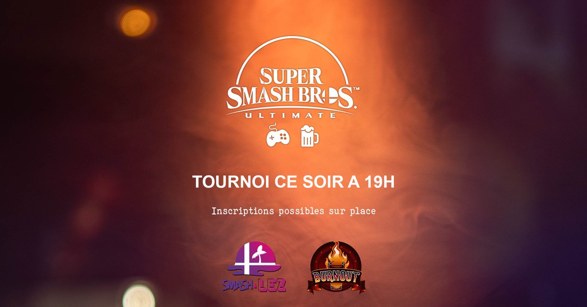 Burnout Bar (@leburnoutbar) on Twitter photo 🆚 Pas de repos pour la baston : même en août, les tournois Smash du lundi organisés par les potes de <a href="/SmashALez/">Smash À Lez 🦩 #FG9</a> continuent !
RDV ce soir à 18h pour l'ouverture du bar et 19h pour le début du tournoi. 🆚 Pas de repos pour la baston : même en août, les tournois Smash du lundi organisés par les potes de <a href="/SmashALez/">Smash À Lez 🦩 #FG9</a> continuent !
RDV ce soir à 18h pour l'ouverture du bar et 19h pour le début du tournoi.