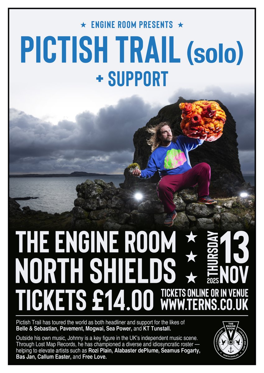 The Engine Room - North Shields (@ternsvenue) on Twitter photo Ahoy! <a href="/PictishTrail/">Pictish Trail</a> (solo) - AKA Johnny Lynch, has just completed work on a brand-new album — To celebrate, he’s embarking on a series of special solo shows to preview it: *Expect tenderness, weirdness, and a generous dollop of goo. Tickets here: ticketweb.uk/event/pictish-… Ahoy! <a href="/PictishTrail/">Pictish Trail</a> (solo) - AKA Johnny Lynch, has just completed work on a brand-new album — To celebrate, he’s embarking on a series of special solo shows to preview it: *Expect tenderness, weirdness, and a generous dollop of goo. Tickets here: ticketweb.uk/event/pictish-…