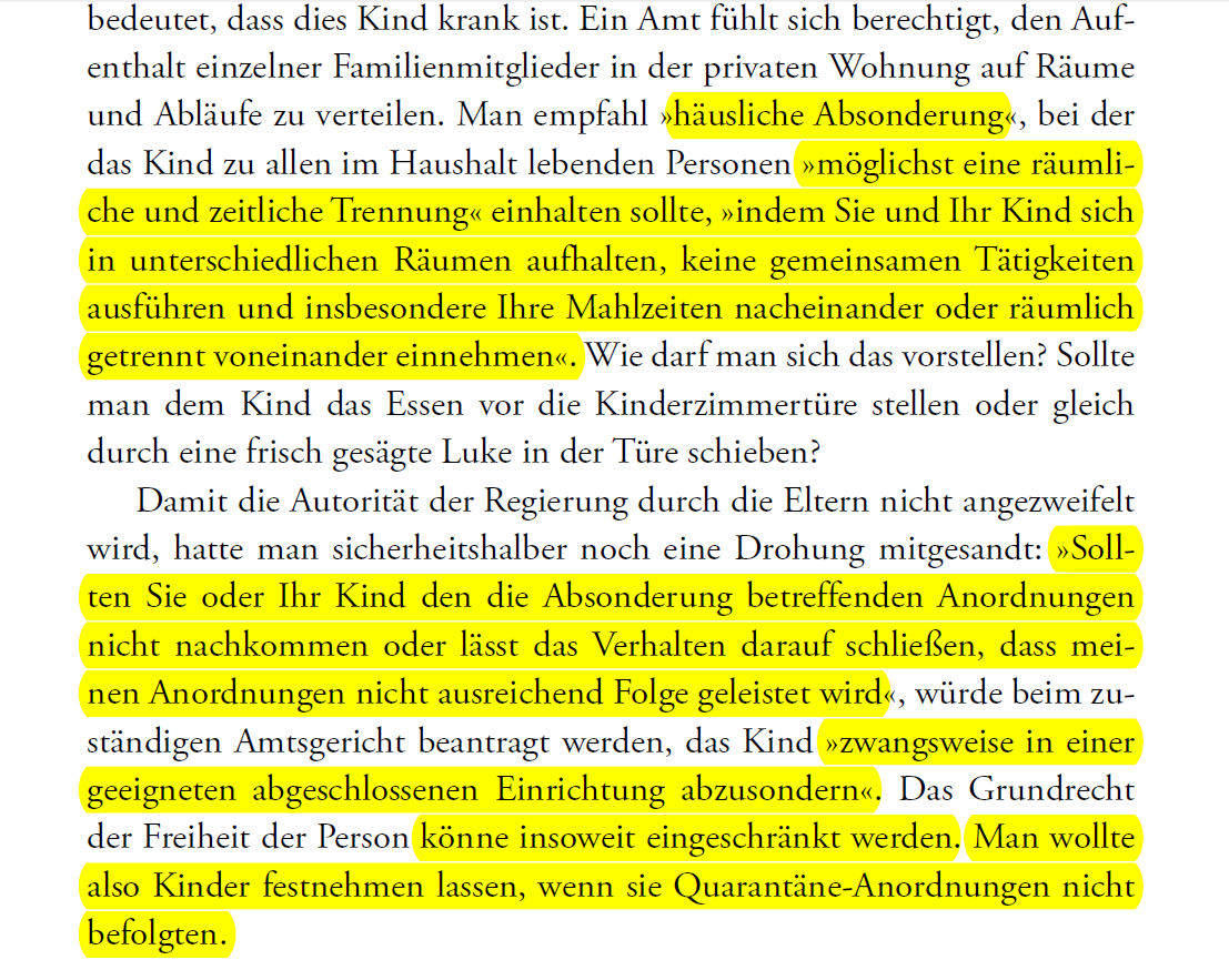 Birgit_Kelle's tweet photo. Aus dem Schreiben eines Gesundheitsamtes an die Eltern von Grundschulkindern, für den Fall, dass sie in der Quarantäne ihr Kind zu Hause nicht von allen Familienmitgliedern fernhalten und in seinem Zimmer isolieren. 
Exemplarisch für Tausende an Schreiben, die die Unverhältnismäßigkeit und Anmaßung deutscher Beamten im Umgang mit Kindern und Jugendlichen zeigen.
Auszug aus #DieCoronaGeneration. Jetzt im Handel