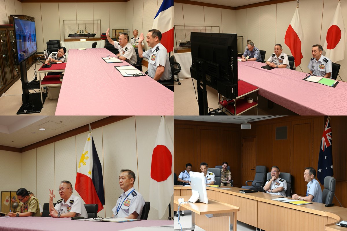 JapanJointStaff's tweet photo. In conjunction with his departure, #CJJS GEN YOSHIDA Yoshihide along with his successor Gen UCHIKURA Hiroaki had Video Teleconferences with Chiefs of Defense in various countries. https://t.co/D7L1iAckr9