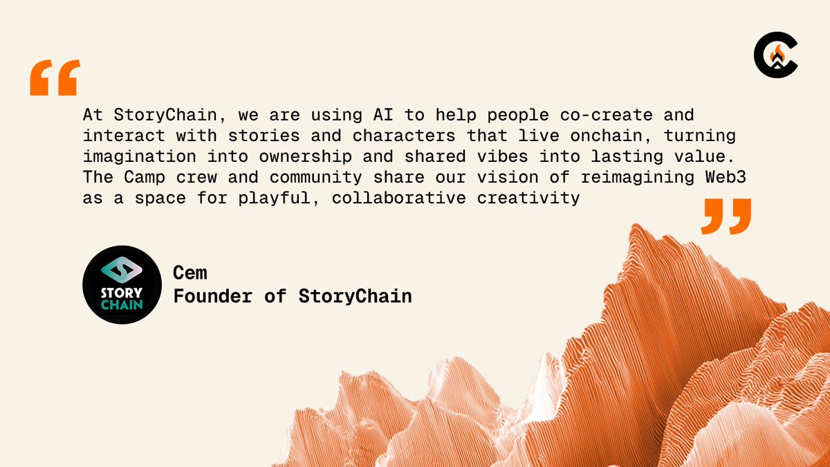 Web3 Gemz | 𝔽rAI (@abulmalforex) on Twitter photo We asked <a href="/StoryChain_ai/">StoryChain</a> why they’re building on Camp:
“The Camp team <a href="/campnetworkxyz/">Camp Network ⛺️</a> and community share our vision of reimagining Web3 as a space for collaborative, playful creativity.”
What do you like most about StoryChain? We asked <a href="/StoryChain_ai/">StoryChain</a> why they’re building on Camp:
“The Camp team <a href="/campnetworkxyz/">Camp Network ⛺️</a> and community share our vision of reimagining Web3 as a space for collaborative, playful creativity.”
What do you like most about StoryChain?