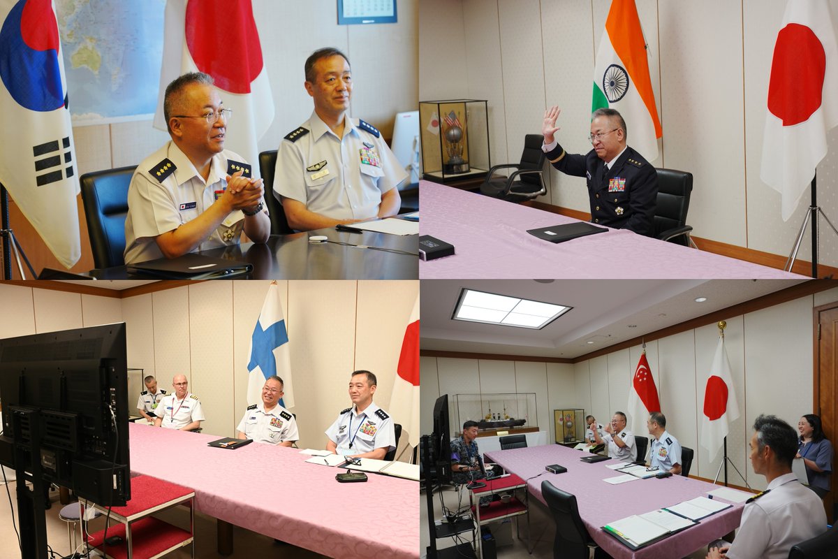 JapanJointStaff's tweet photo. In conjunction with his departure, #CJJS GEN YOSHIDA Yoshihide along with his successor Gen UCHIKURA Hiroaki had Video Teleconferences with Chiefs of Defense in various countries. https://t.co/D7L1iAckr9