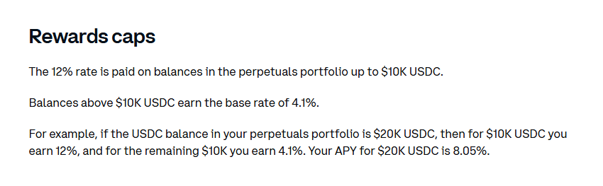 市场好像很好，但是赚钱似乎越来越难了... 🥲

可以看看<a href="/coinbase/">Coinbase 🛡️</a> 交易所这个年化12%的理财产品（没注册的话可以走我的链接👉advanced.coinbase.com/join/8SUB5TW），最开始是100万之内，后来限额到10w，现在一个账号的限额变成1万u了。