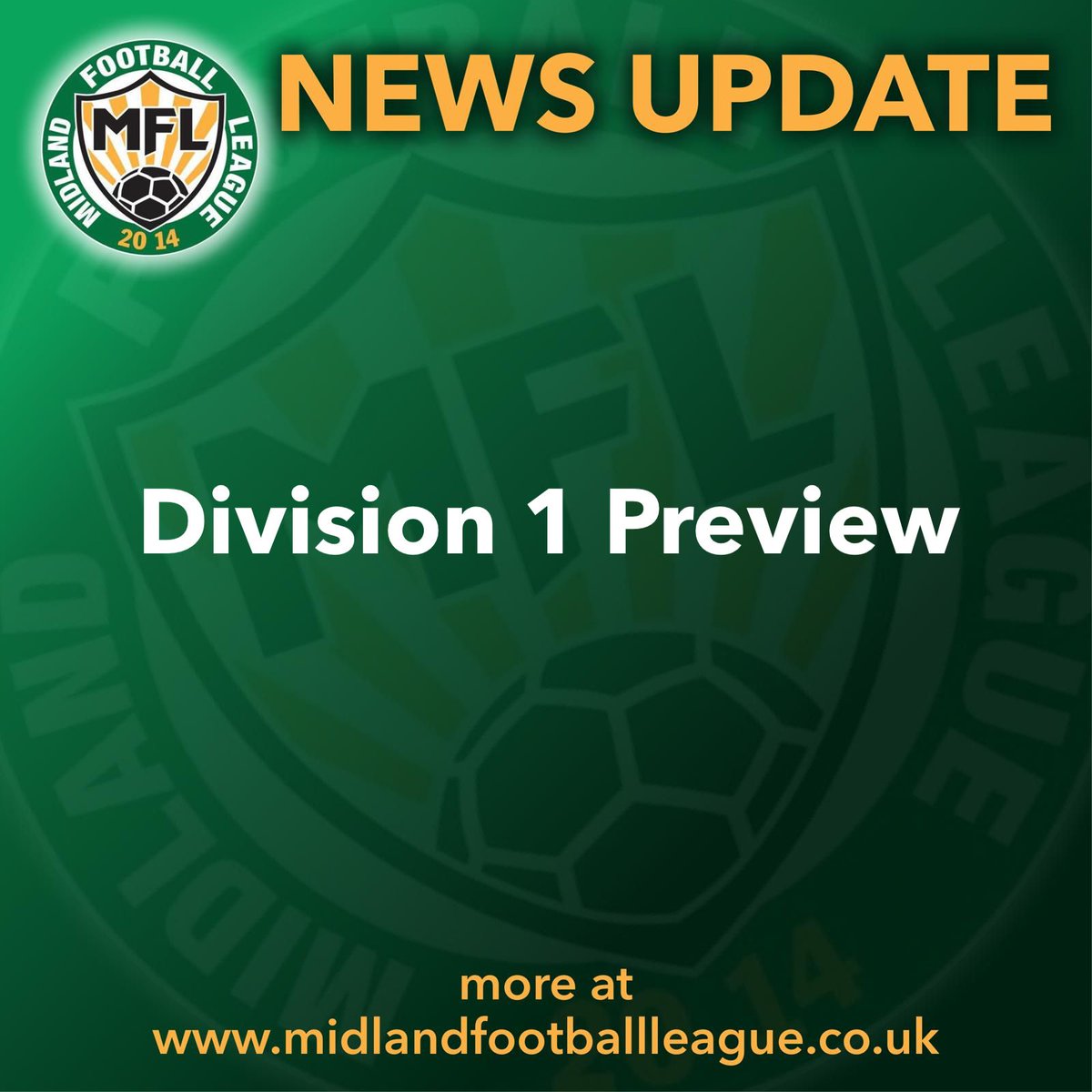 Capelli Sport Midland Football League (@midlandleague) on Twitter photo MFL Division One (Season Preview)
A season preview of division one is available to read below:
midlandfootballleague.co.uk/news
<a href="/AFCNK/">AFC North Kilworth</a> <a href="/BilstonTownFC/">Bilston Town FC</a> <a href="/chelmsleytown/">Chelmsley Town FC 🏴</a> <a href="/copsewoodFC/">Coventry Copsewood FC</a> <a href="/CradleyTown_FC/">Cradley Town FC</a> <a href="/GornalAyWe/">Gornal Athletic Football Club</a> <a href="/Inglesfc/">Inglesfc</a> <a href="/Knowle_FC/">𝐊𝐧𝐨𝐰𝐥𝐞 𝐅.𝐂</a> <a href="/Standrewsbar/">Leicester St Andrews FC</a> <a href="/NuneatonGriff/">Nuneaton Griff FC</a> <a href="/SmethwickRFC77/">Smethwick Rangers FC ⚽️</a> <a href="/SuttonUtdFC/">Sutton United FC (Birmingham)</a> MFL Division One (Season Preview)
A season preview of division one is available to read below:
midlandfootballleague.co.uk/news
<a href="/AFCNK/">AFC North Kilworth</a> <a href="/BilstonTownFC/">Bilston Town FC</a> <a href="/chelmsleytown/">Chelmsley Town FC 🏴</a> <a href="/copsewoodFC/">Coventry Copsewood FC</a> <a href="/CradleyTown_FC/">Cradley Town FC</a> <a href="/GornalAyWe/">Gornal Athletic Football Club</a> <a href="/Inglesfc/">Inglesfc</a> <a href="/Knowle_FC/">𝐊𝐧𝐨𝐰𝐥𝐞 𝐅.𝐂</a> <a href="/Standrewsbar/">Leicester St Andrews FC</a> <a href="/NuneatonGriff/">Nuneaton Griff FC</a> <a href="/SmethwickRFC77/">Smethwick Rangers FC ⚽️</a> <a href="/SuttonUtdFC/">Sutton United FC (Birmingham)</a>
