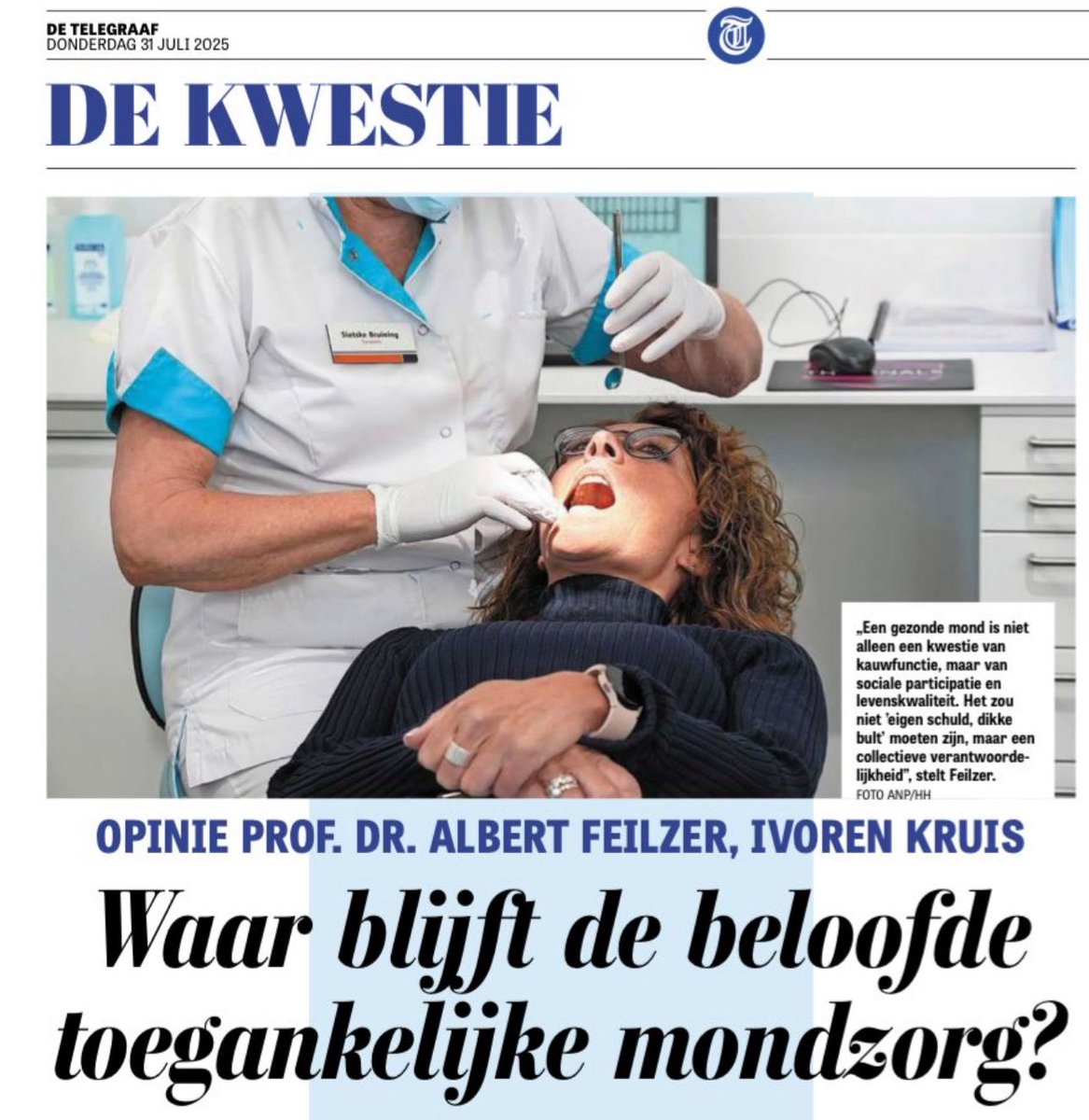 Maar liefst 1,5 miljoen mensen mijden de tandarts vanwege de kosten. 

En wat wil de VVD?
Die wil nóg meer bezuinigen op zorg. 

Dat is hardvochtig en onverstandig. Investeren in zorg maakt Nederland sterker, gezonder en eerlijker.