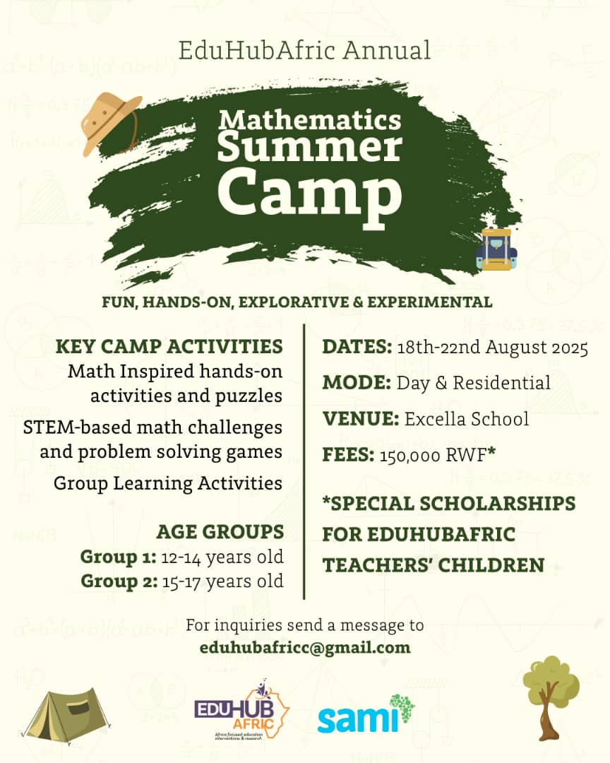 It is that term of the year that we pay it forward through our maths summer camp.

Give your son/daughter a special opportunity to discover the joy, awe and meaning of mathematics ...beyond routine calculations &amp; formulas.

<a href="/EduHubAfric/">EduHubAfric</a> <a href="/edutalkafricR/">EduTalkAfricRadio</a> <a href="/NESA_Rwanda/">NESA Rwanda</a>