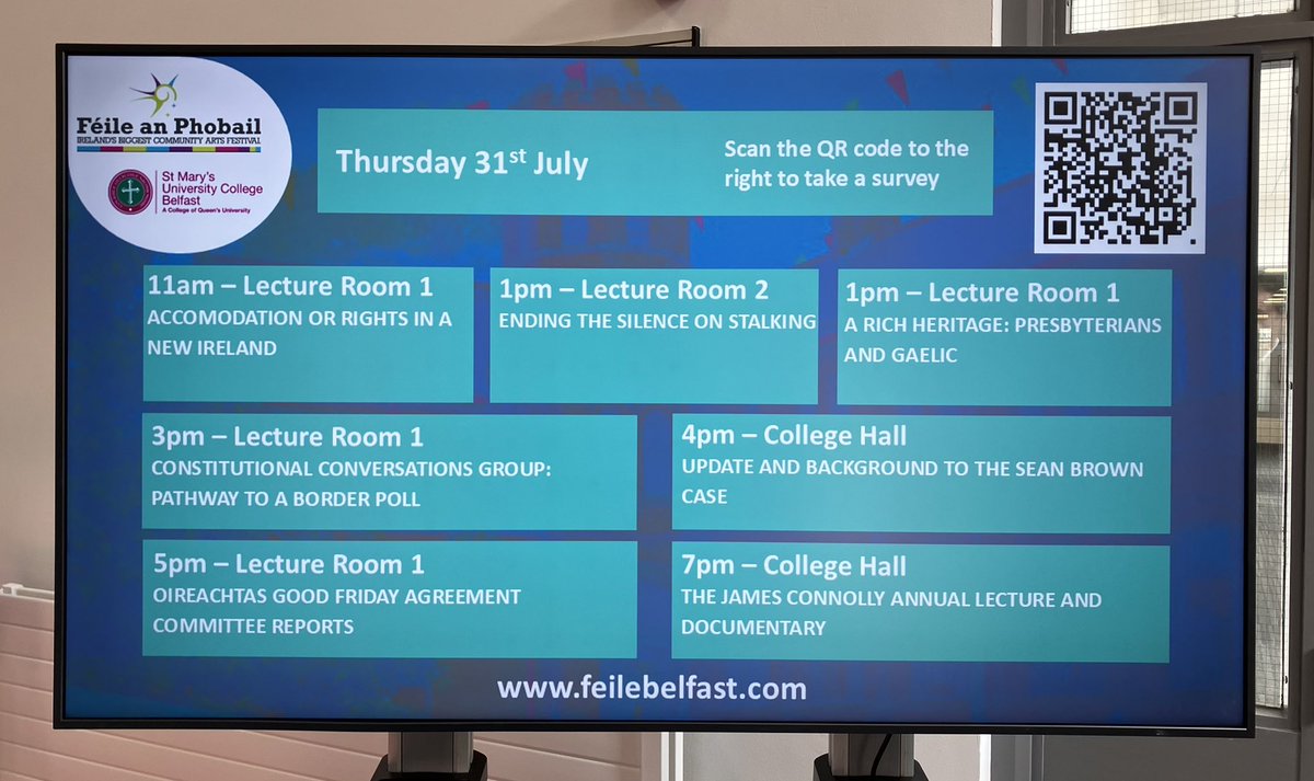 Great to be back in <a href="/StMarys_Belfast/">St Mary’s University College Belfast</a> for <a href="/FeileBelfast/">Féile an Phobail</a>