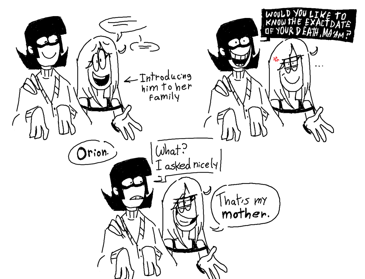 Amii_stuff's tweet photo. hc that orion/skiddad's been kind of a weirdo even before the events of the series
(I gotta stop doodling comics this late at night)
#spookymonth https://t.co/UxlMdrHRu0