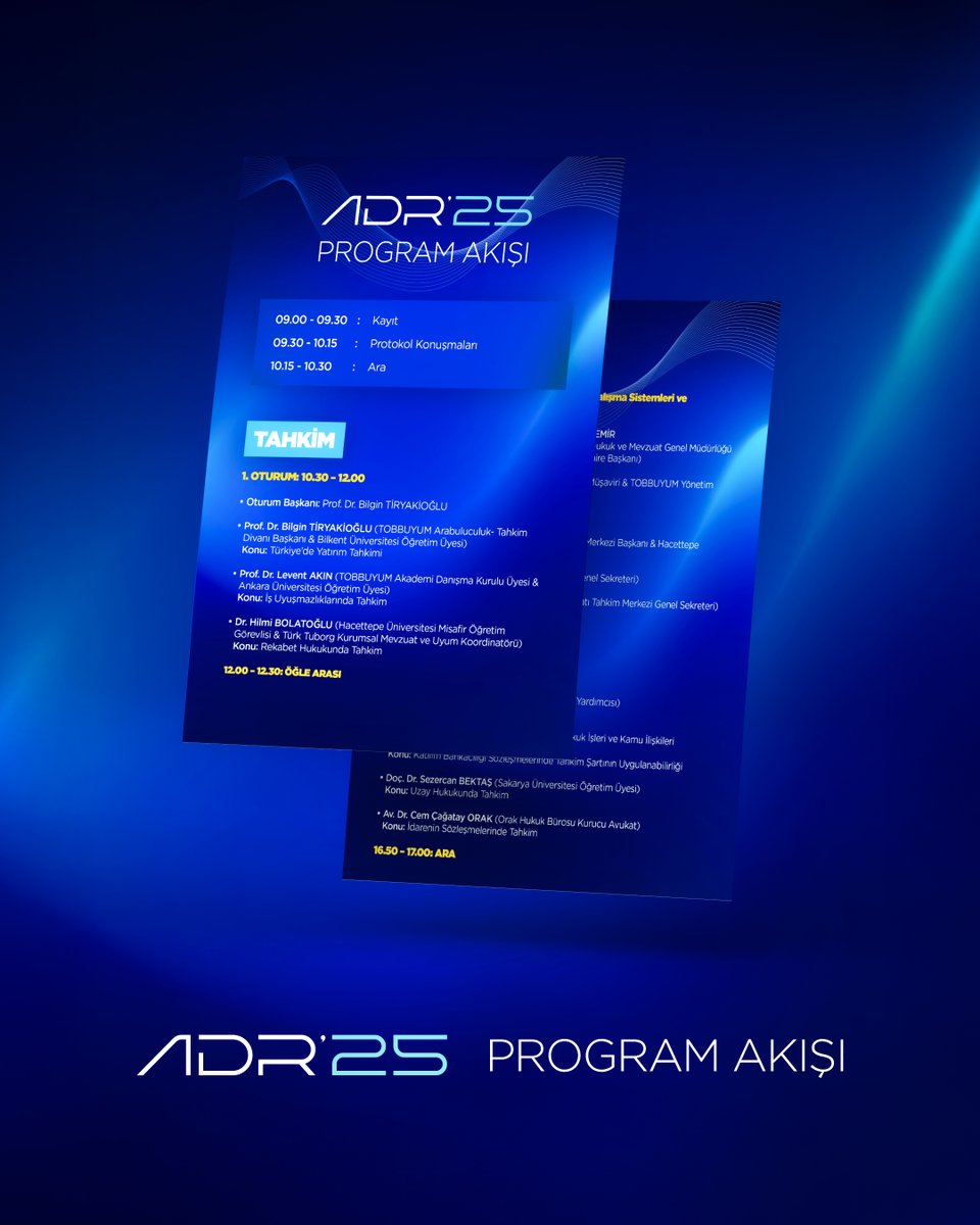 📣 ADR’25 | Program Akışı Yayında!
6 Eylül 2025’te TOBB ETÜ’de gerçekleşecek Alternatif Uyuşmazlık Çözüm Yöntemleri Zirvesi, bu yıl dört eş zamanlı oturumla çok daha kapsamlı!
📌 Tahkim

📌 Arabuluculuk
📌 Müzakere
📌 Mentorluk Odası – Hukukta Kariyer (Yan Etkinlik)
🎙️ 40’tan
