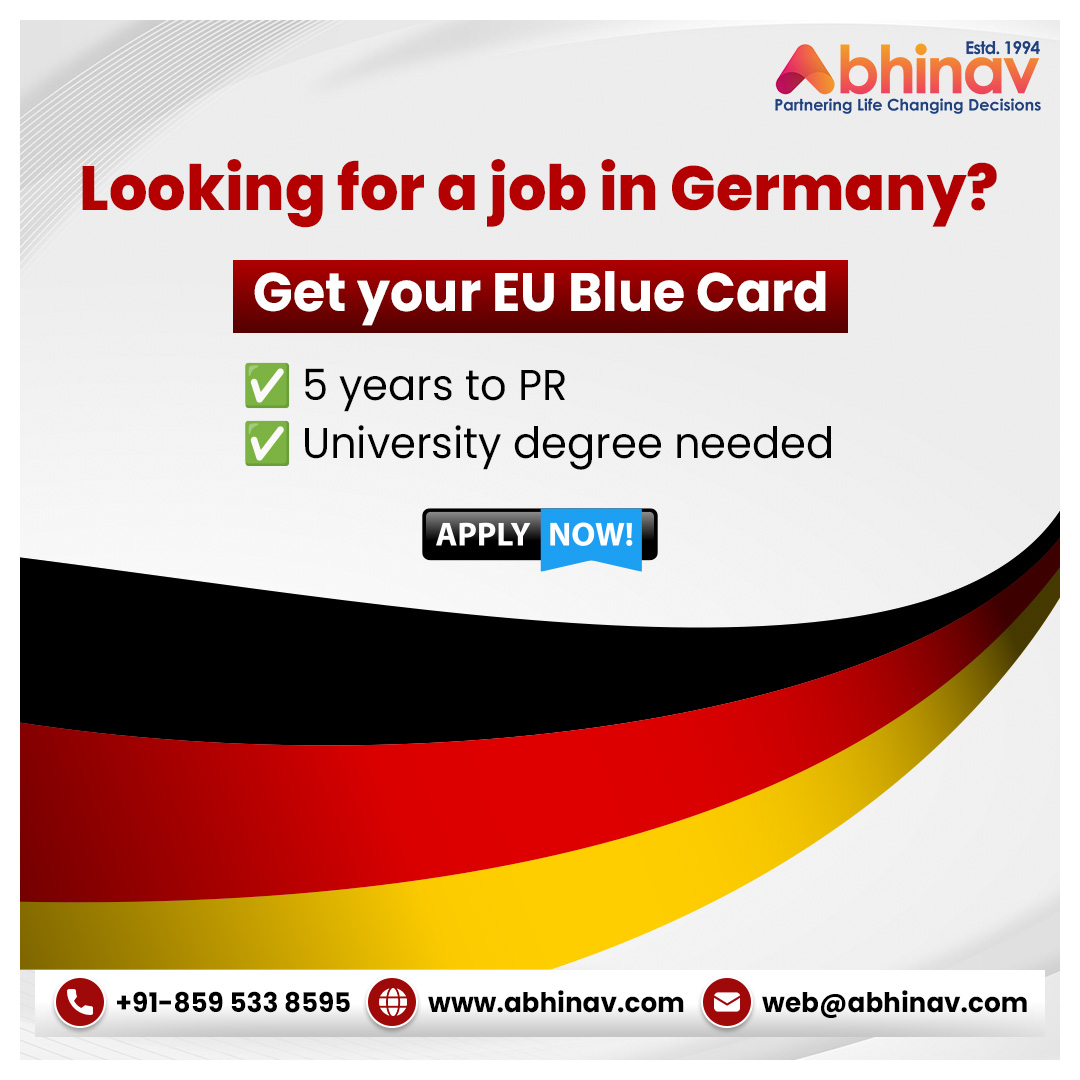 abhinavimmi's tweet image. Want to work in Germany? 🇩🇪
Apply for the EU Blue Card and get:
✅ PR in just 5 years
✅ No German language barrier
✅ Work rights across the EU
📞 +91-8595338595 | abhinav.com
#GermanyPR #EUBlueCard #WorkInEurope