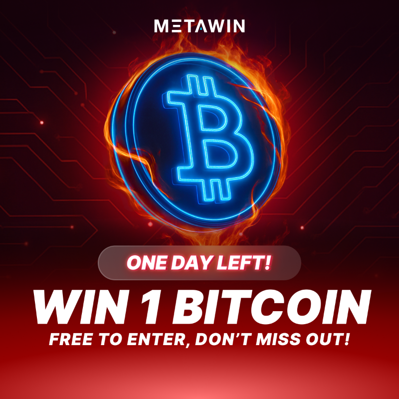 MetaWin's tweet photo. 🚨 LAST CHANCE to get your FREE ENTRY!

Win 1 BITCOIN (worth $ 118,000).

ENTER NOW or you're ngmi!