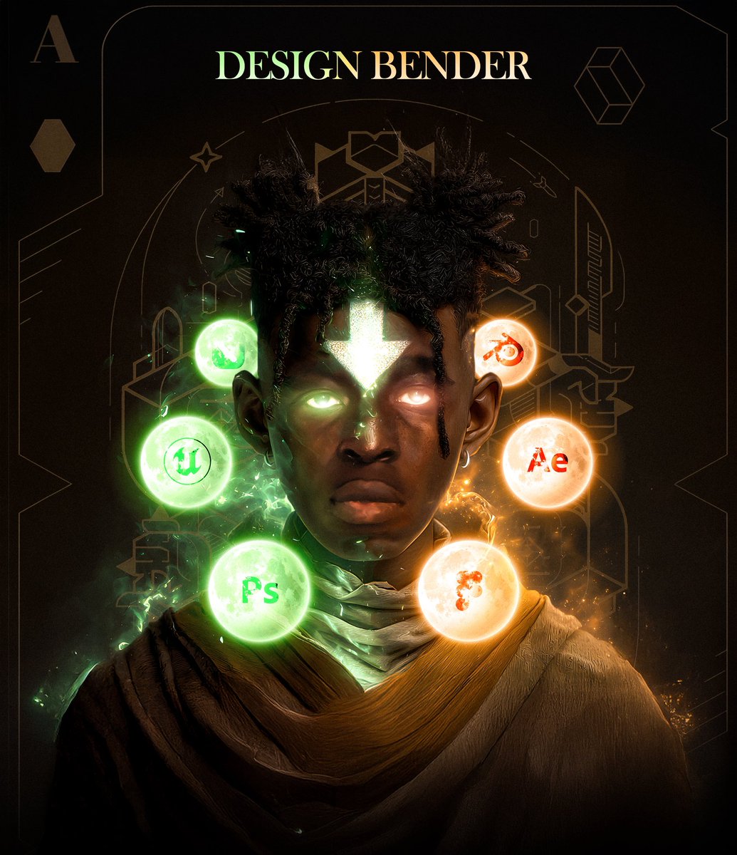 TheElzenitho's tweet image. Bending Design is my hobby. 👨‍🎨 

Figured it’s been a while I created a cinematic photo manipulation. I created the base model on Midjourney, I added my face, fire, moons, logos, and card design on Photoshop.
#Elzenitho #designbender #photomanipulation #photoshop…