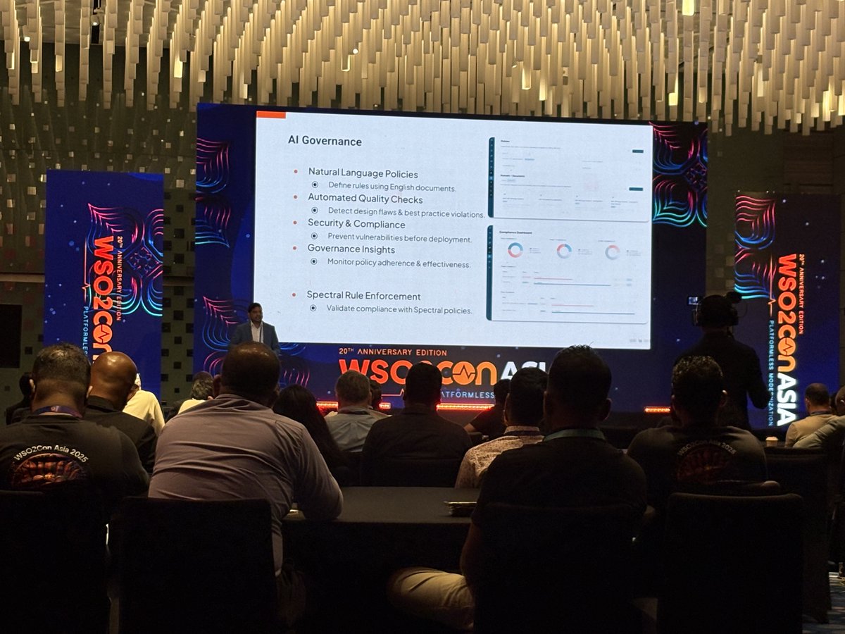 wso2apimanager's tweet image. Day 3 highlight at #WSO2ConAsia2025:
@PubuduSpace on Bijira – built for the cloud, ready for AI 💥