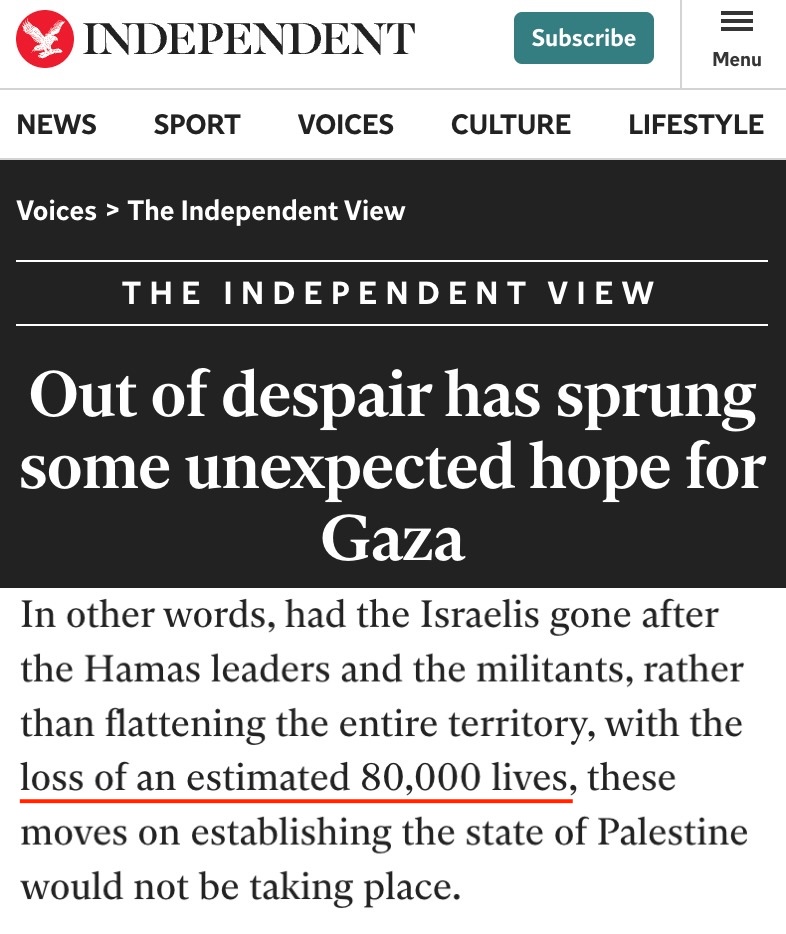 HonestReporting (@honestreporting) on Twitter photo The <a href="/Independent/">The Independent</a> is now quoting a Gaza death toll so inflated even Hamas doesnât claim it.
Terrorists can take the day off from propaganda â the British mediaâs got it covered đ The <a href="/Independent/">The Independent</a> is now quoting a Gaza death toll so inflated even Hamas doesnât claim it.
Terrorists can take the day off from propaganda â the British mediaâs got it covered đ