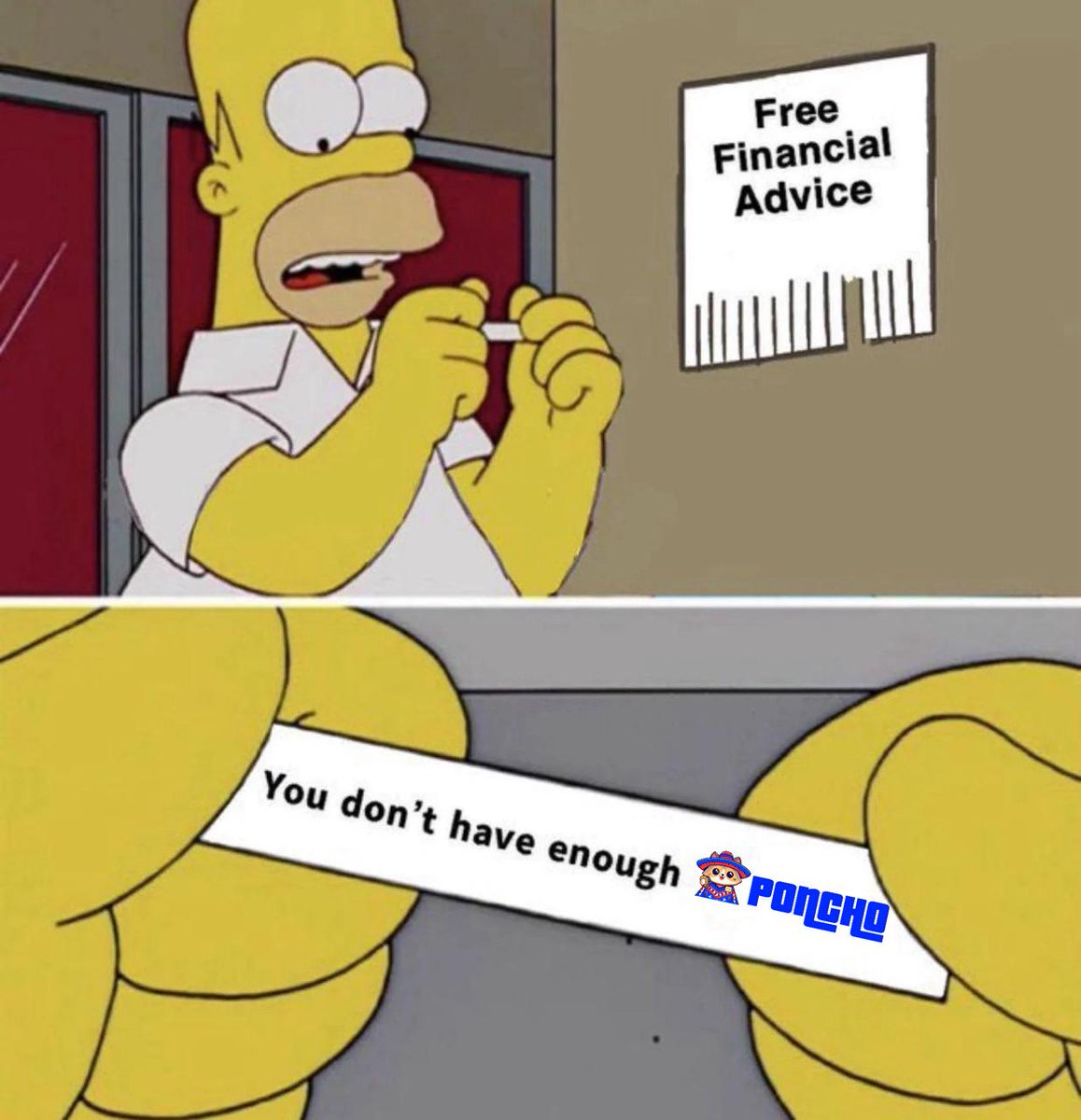 Poncho_life's tweet photo. @atzebase @MemesOnBase_ Don't let Homer out smart you get $Poncho!!! https://t.co/5g5rUBx5AV