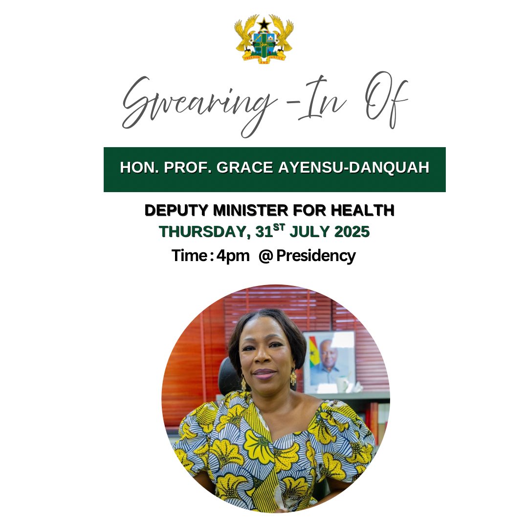 Prof. Dr. Grace Ayensu-Danquah (@profdrgadanquah) on Twitter photo Deeply honored and grateful for this privilege. Thank you, President John Dramani Mahama <a href="/JDMahama/">John Dramani Mahama</a>, for this remarkable opportunity.
#WomanAtWork
#TheNewEssikadoKitan Deeply honored and grateful for this privilege. Thank you, President John Dramani Mahama <a href="/JDMahama/">John Dramani Mahama</a>, for this remarkable opportunity.
#WomanAtWork
#TheNewEssikadoKitan