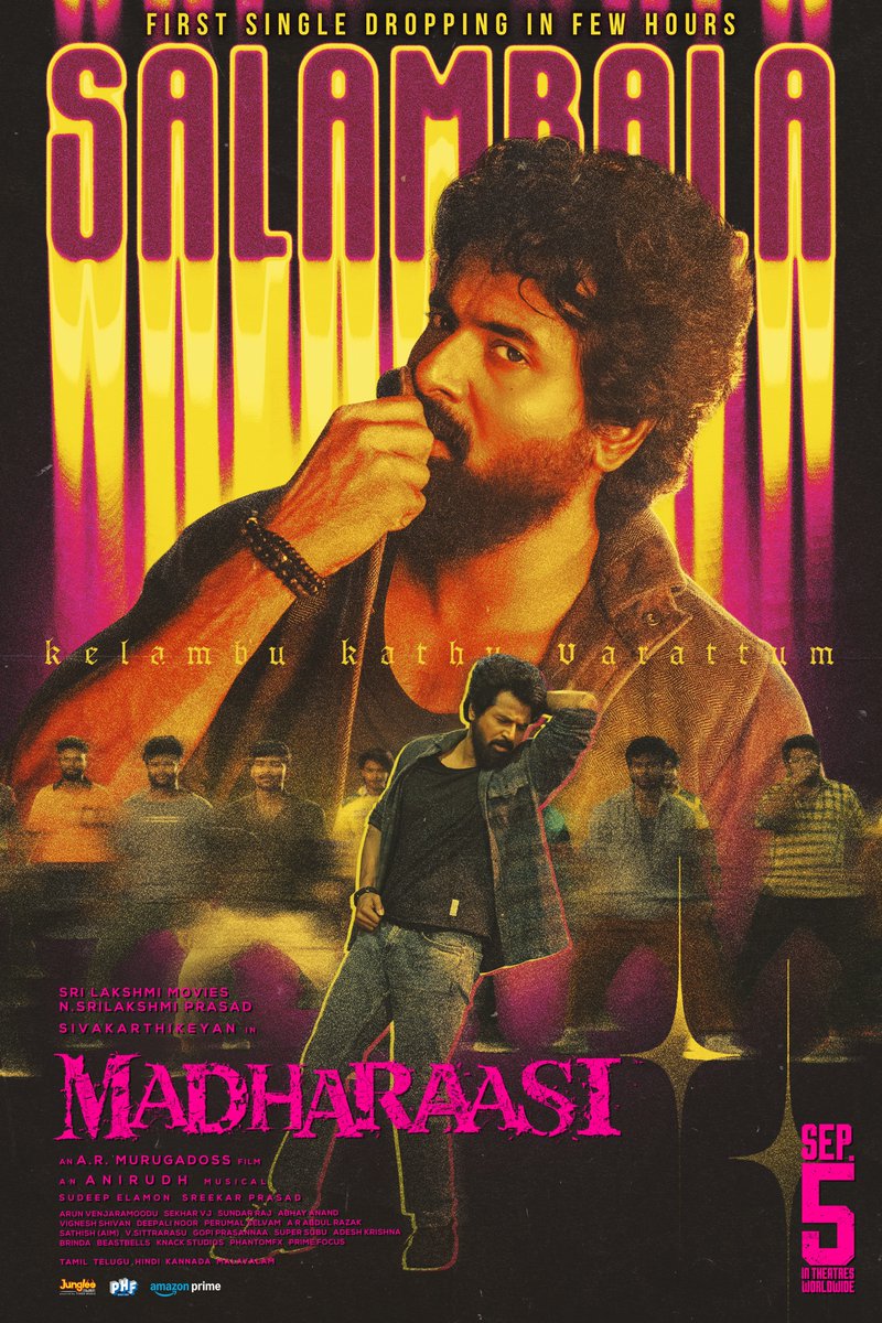Sri Lakshmi Movies (@srilakshmimovie) on Twitter photo Set your speakers to full volume 💥💥
#Madharaasi / #DilMadharaasi first single out today at 6 PM 🎼
#Salambala 🤙🏻 (Tamil)
#Selavika 🤙🏻 (Telugu)
#Tadapaa 🤙🏻 (Hindi)
An <a href="/anirudhofficial/">Anirudh Ravichander</a> banger 🥁
<a href="/SaiAbhyankkar/">abhyankkar</a> #DhanunjaySeepana
#SuperSubu #SrinivasaMouli #RiteshGRao
#SKxARM Set your speakers to full volume 💥💥
#Madharaasi / #DilMadharaasi first single out today at 6 PM 🎼
#Salambala 🤙🏻 (Tamil)
#Selavika 🤙🏻 (Telugu)
#Tadapaa 🤙🏻 (Hindi)
An <a href="/anirudhofficial/">Anirudh Ravichander</a> banger 🥁
<a href="/SaiAbhyankkar/">abhyankkar</a> #DhanunjaySeepana
#SuperSubu #SrinivasaMouli #RiteshGRao
#SKxARM