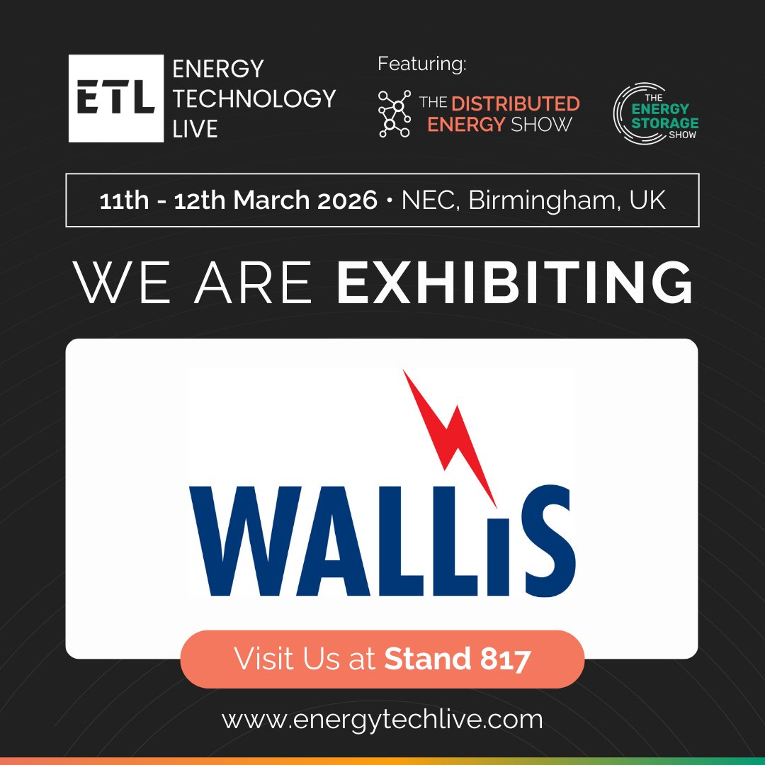 EnergyTechLive's tweet image. We are delighted to welcome @AN_Wallis as an exhibitor to @EnergyTechLive 2026!

Visit them at Stand 817.

➡️ Get involved for 2026: vist.ly/3zrzp

#ETL26 #EnergyTechnologyLive #TheDistributedEnergyShow #Energy #DistributedEnergy