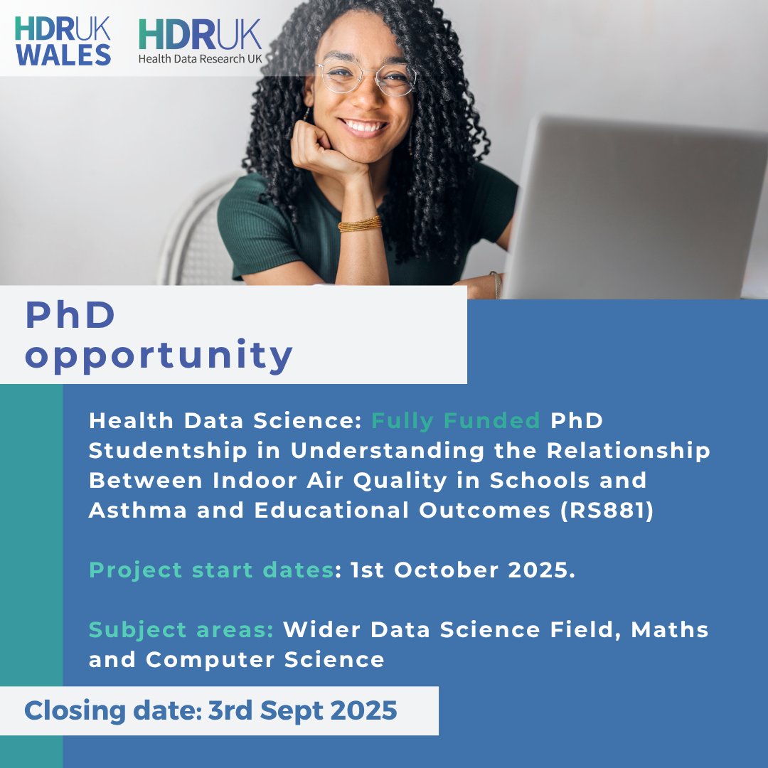 hdrukwales's tweet image. 🌟 Fully Funded PhD Opportunity! 🌟

Don’t miss this fully funded #PhD studentship with HDR Wales, exploring the link between indoor air in schools and childhood asthma. 🎓💨

Apply now 👉swansea.ac.uk/postgraduate/s…

#PhDOpportunity #HealthResearch @HDR_UK