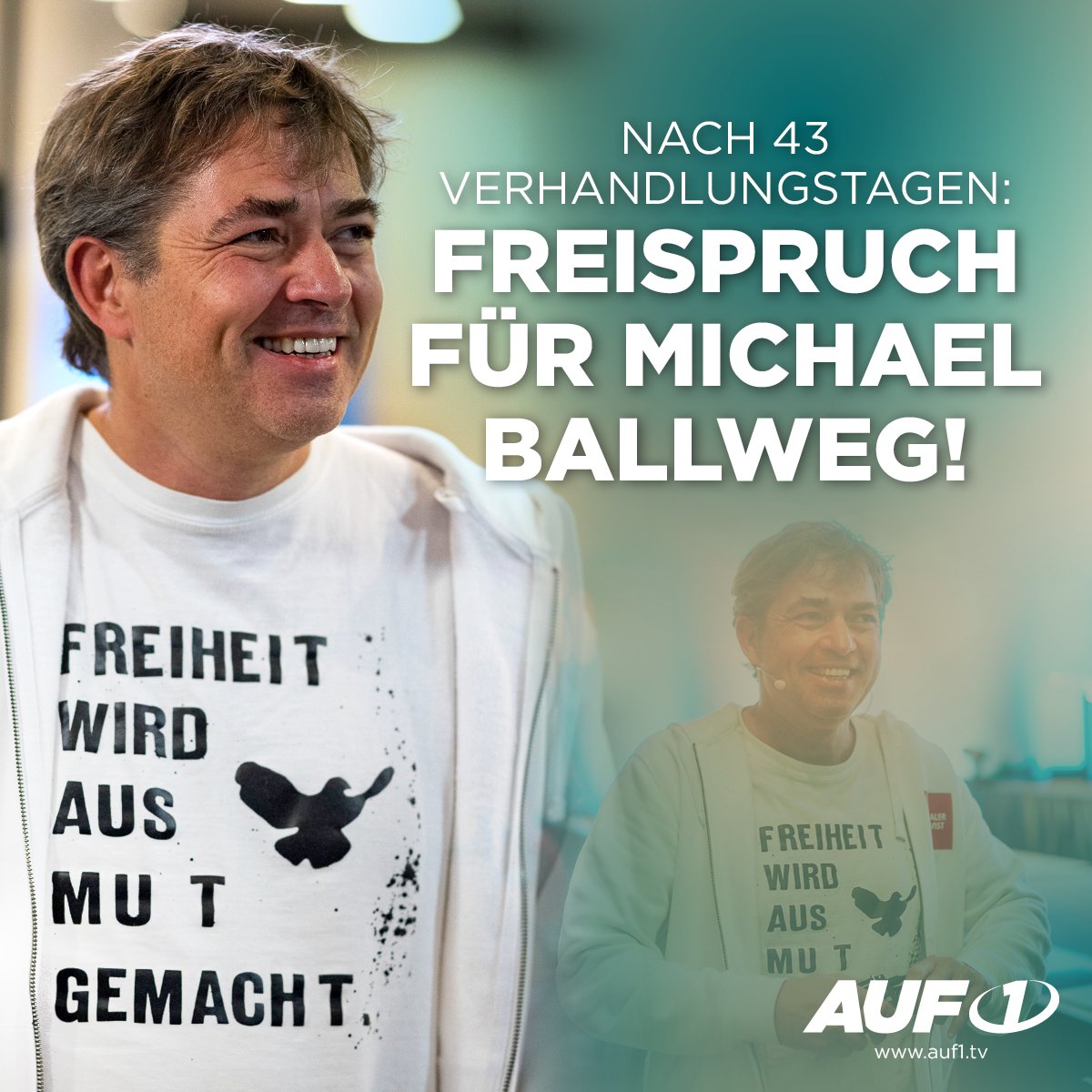 ++EILT‼️Freispruch für Michael Ballweg! Sieg der Gerechtigkeit

Jubel im Gerichtssaal. Jubel in Stuttgart. Jubel in der gesamten Freiheits- und Aufklärungsbewegung. Querdenken-Gründer Michael Ballweg wurde heute nach 43 Verhandlungstagen vom Landgericht Stuttgart freigesprochen.