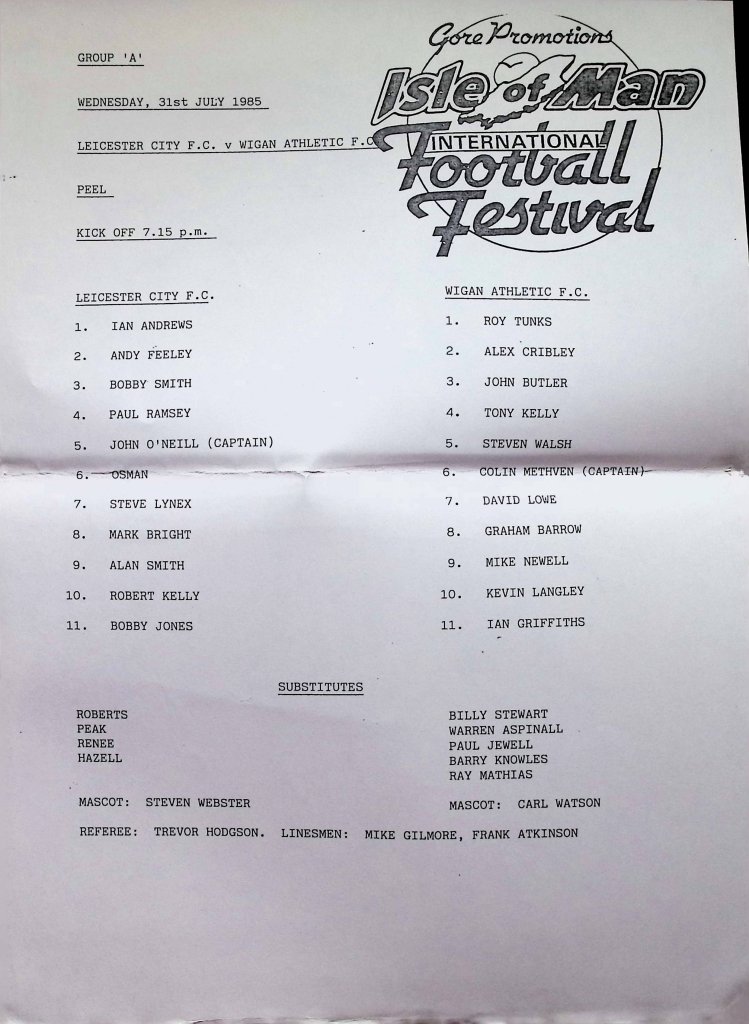 Wigan Athletic Heritage Project (@wafcheritage) on Twitter photo On this day back in 1985 Latics beat Leicester City 2-0 in the Isle of Man at the Isle of Man International Football Festival. Teamsheet below ๐ #wafc <a href="/WiganAthSC/">Official Wigan Athletic Supporters Club</a> <a href="/LaticsOfficial/">Wigan Athletic</a> On this day back in 1985 Latics beat Leicester City 2-0 in the Isle of Man at the Isle of Man International Football Festival. Teamsheet below ๐ #wafc <a href="/WiganAthSC/">Official Wigan Athletic Supporters Club</a> <a href="/LaticsOfficial/">Wigan Athletic</a>