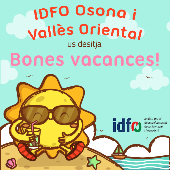 A partir de demà IDFO marxa de vacances!! 
Ens retrobem l'1 de setembre!! Gaudiu de l'estiu!!☀️
#cursossubvencionats  #IDFOformacio