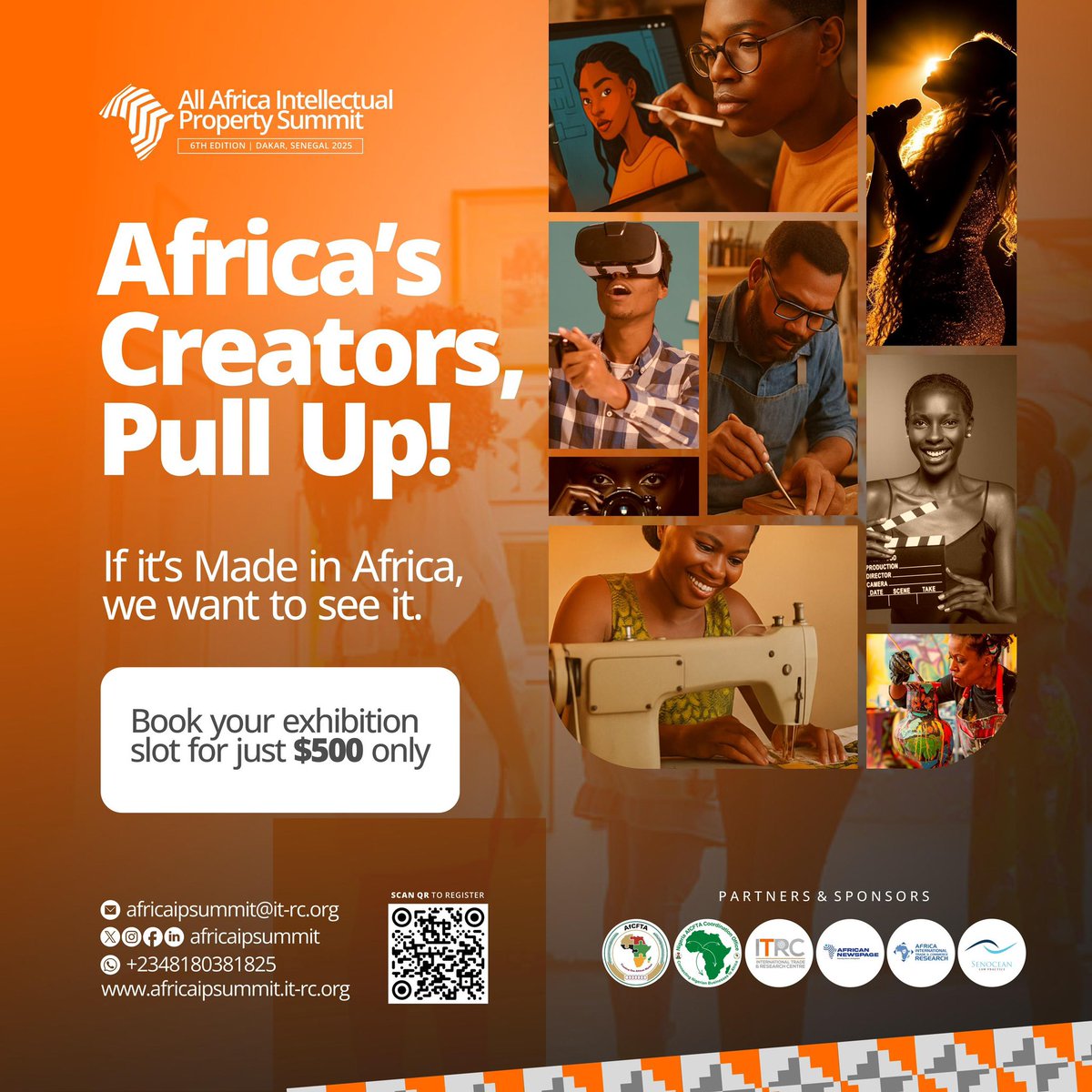 Show Off What You’ve Got, Africa!

Have a product, artwork, tech, creative work or invention? Don’t keep it to yourself!

Showcase it to the world at the Summit’s IP Marketplace 

Apply to Exhibit 👇🏽
lnkd.in/devWQcUn and Let the continent experience your innovation!