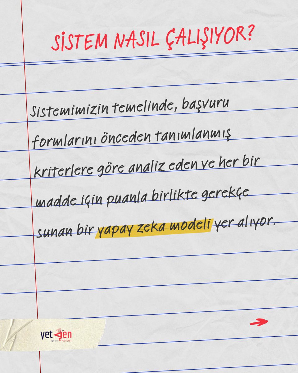 YetkinGencler's tweet photo. AI destekli başvuru okuma sistemimizle süreçlerimizi daha adil, hızlı ve şeffaf hale getirdik! ✨
#YetGen #YetkinGençler #YapayZeka #Innovation https://t.co/mtBmrUulLf