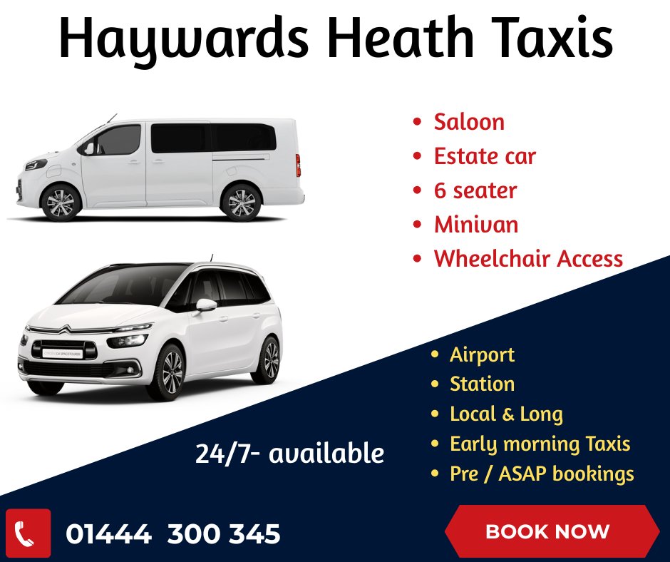 HeathTaxis's tweet photo. Haywards heath taxis is the leading #taxi service provider in #haywardsheath and surroundings.  Call  : 01444 300345  Online  : https://t.co/Rm771MbYKQ  Find: https://t.co/fAiMhooLl9 ………………… #taxi #taxinearme #haywardsheathtaxis https://t.co/ikige2QDij
