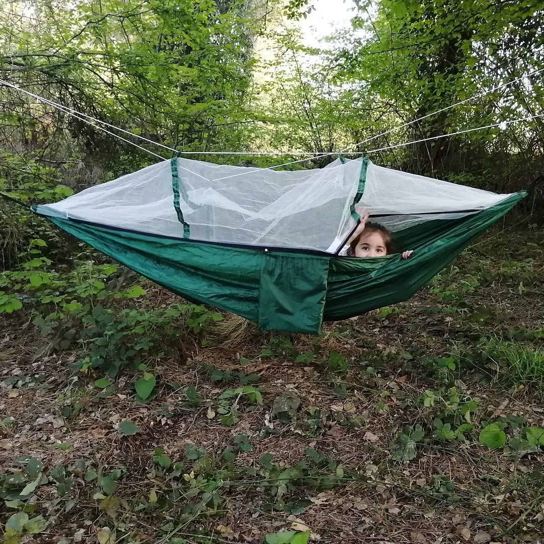 Campfire_WithEd's tweet photo. She calls it her jungle fort. I call it the best campsite upgrade yet. 
Light, bug-proof, and nap-approved.  #HammockCamping #FamilyOutdoors #CampWithKids #BugNetLife #WildernessVibes #DadCampDays #OutdoorLife https://t.co/wLq3H3W81i