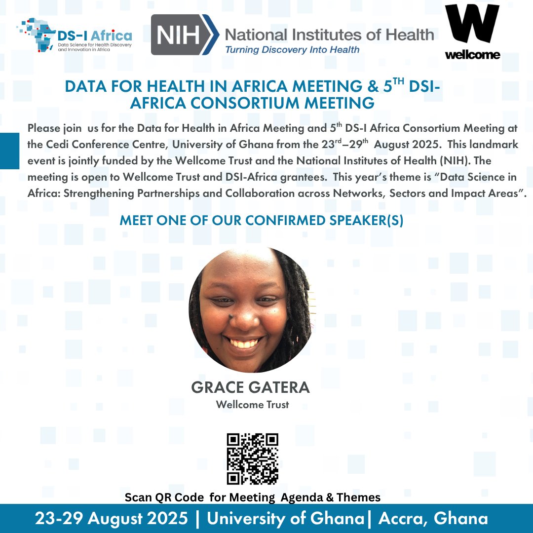 DS-I Africa (@dsi_africa) on Twitter photo ⏰ It's 24 days before the long-awaited Data for Health in Africa Meeting and 5th DS-I Africa Consortium Meeting at the Cedi Conference Centre, University of Ghana(<a href="/UnivofGh/">University of Ghana</a>) from the 23rd – 29th August 2025.
🤝 This landmark event is jointly funded by the Wellcome ⏰ It's 24 days before the long-awaited Data for Health in Africa Meeting and 5th DS-I Africa Consortium Meeting at the Cedi Conference Centre, University of Ghana(<a href="/UnivofGh/">University of Ghana</a>) from the 23rd – 29th August 2025.
🤝 This landmark event is jointly funded by the Wellcome