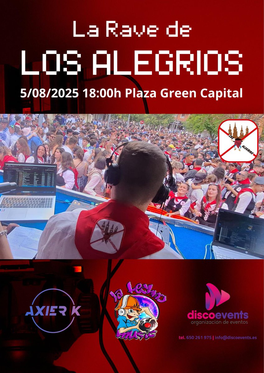LOSALEGRIOS's tweet image. Apúntate esto!! El 5 de agosto, Plaza Green Capital, 18:00.... La Rave de Los Alegríos!!! Con @Asier_03 un fiestón que no te puedes perder!! 

#LaBlanca2025  #GasteizkoJaiak2025