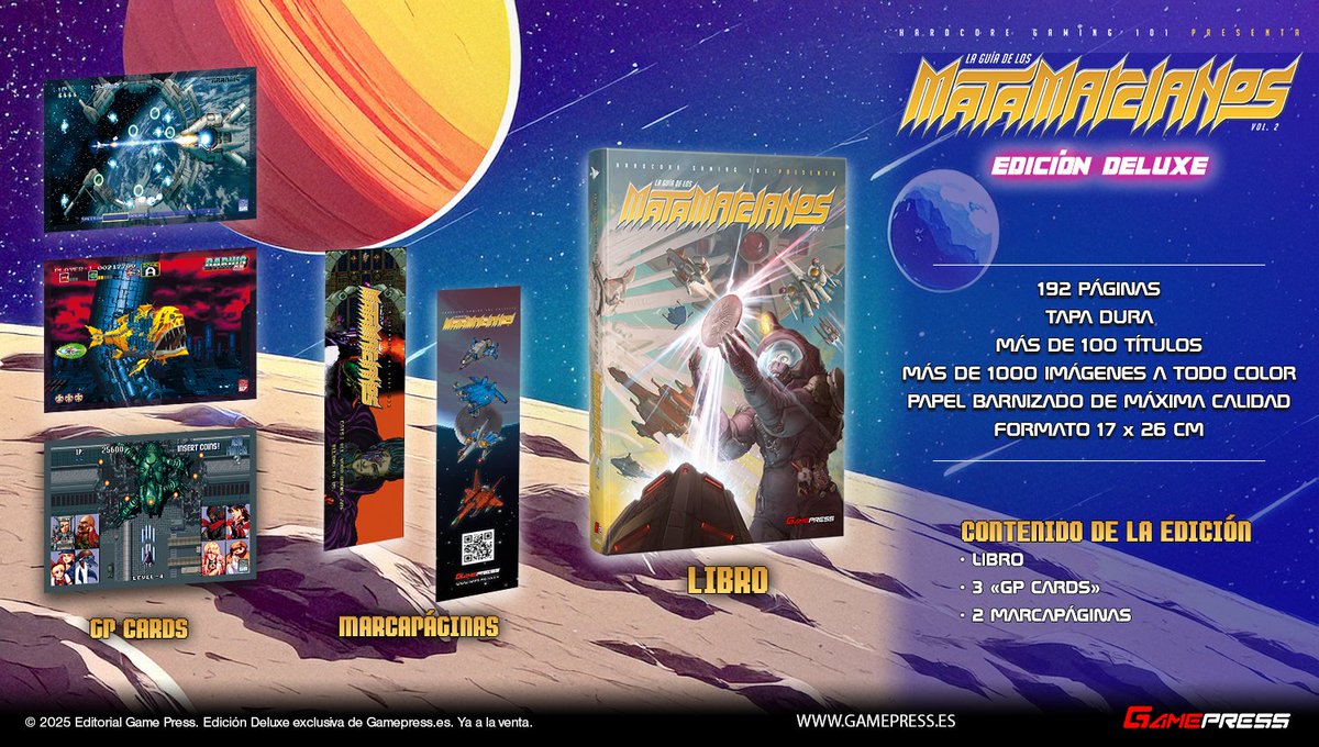 GamePressEd's tweet image. Gradius, Darius, Parodius, TwinBee, Aero Fighters, Xevious...
Encuentra más de 100 shmups en "La guia de los Matamarcianos 2", de @HG_101, el libro imprescindible para quienes saben que la acción nunca se detiene en el espacio infinito. 
💡No necesitas tener el primer libro, son…