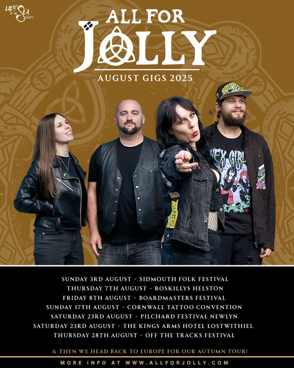 Gigs 

3rd August - at <a href="/sidmouthfolk/">The Sidmouth Folk Festival</a>
7th August - <a href="/Roskillys/">Roskilly's</a> Helston
8th August - <a href="/boardmasters/">Boardmasters</a>
17th August - Cornwall Tattoo Convention 
23rd August - Pilchard Festival Newlyn 
23rd August - The Kings Arms Hotel Lostwithiel 
28th August - <a href="/offthetracks/">Off The Tracks Festival</a> 

🏴‍☠️