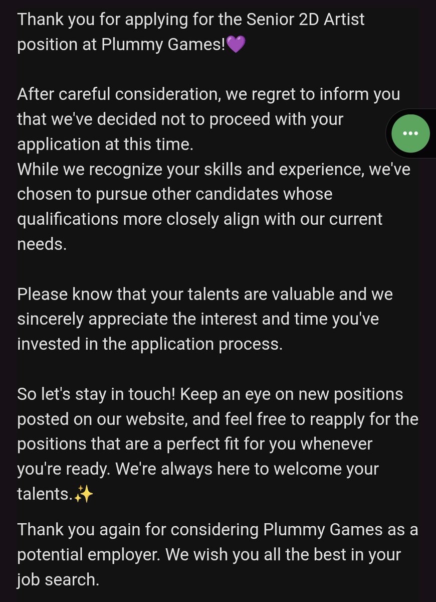 Todos y cada uno de los días el mismo mensaje... Volver a posicionarme y encontrar curro como Artista digital 2D en videojuegos, está siendo una tortura.

Enfrentar el "No encajas" una y otra y otra vez... Mentalmente es desalentador. Ojalá no os pase nunca, la verdad
