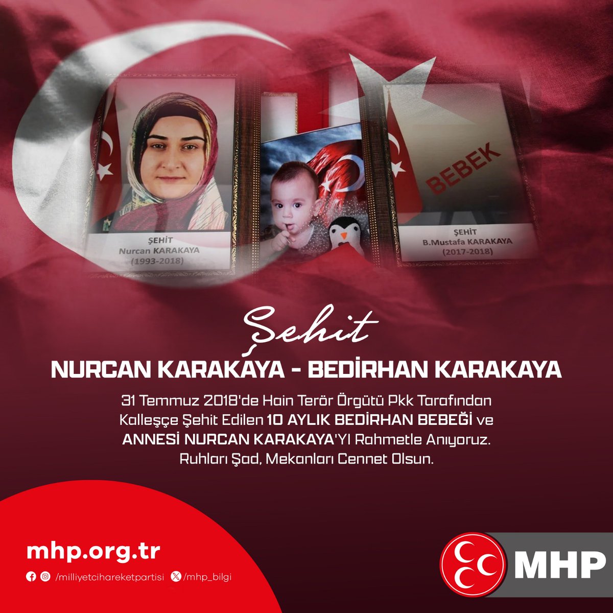 bakirkoymhp's tweet photo. 31 Temmuz 2018'de hain terör örgütü Pkk tarafından kalleşçe şehit edilen 10 aylık Bedirhan bebeği ve annesi Nurcan KARAKAYA'yı rahmetle anıyoruz.
Ruhları Şad, Mekanları Cennet Olsun. https://t.co/MGAXgTqbEZ