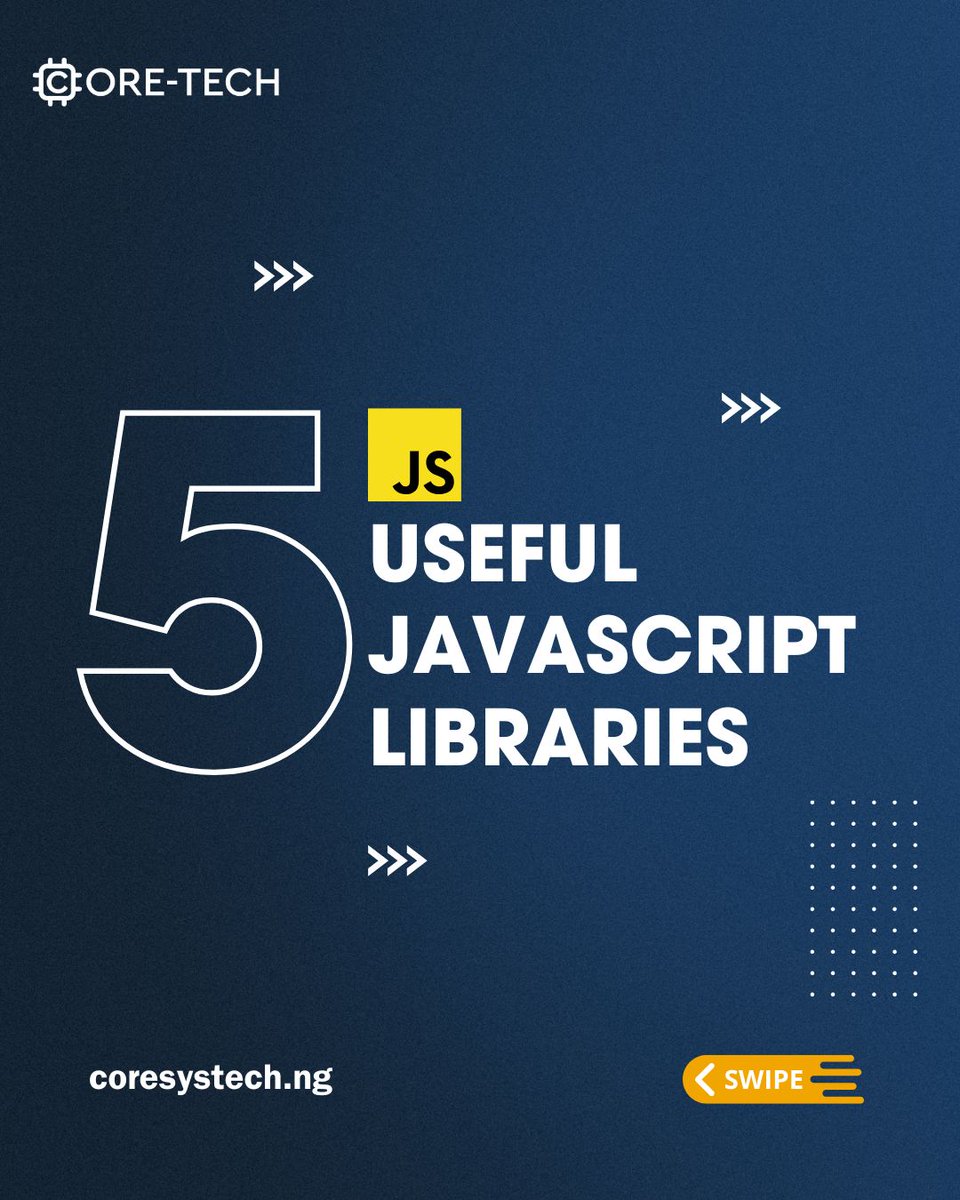 coresystechng's tweet image. Five JS libraries you need as a web developer. 👨🏾💻⚒️
These libraries, when used in a web project, enhances the user's experience while using the website or app.
A thread 🧵 
---
#CORETECH