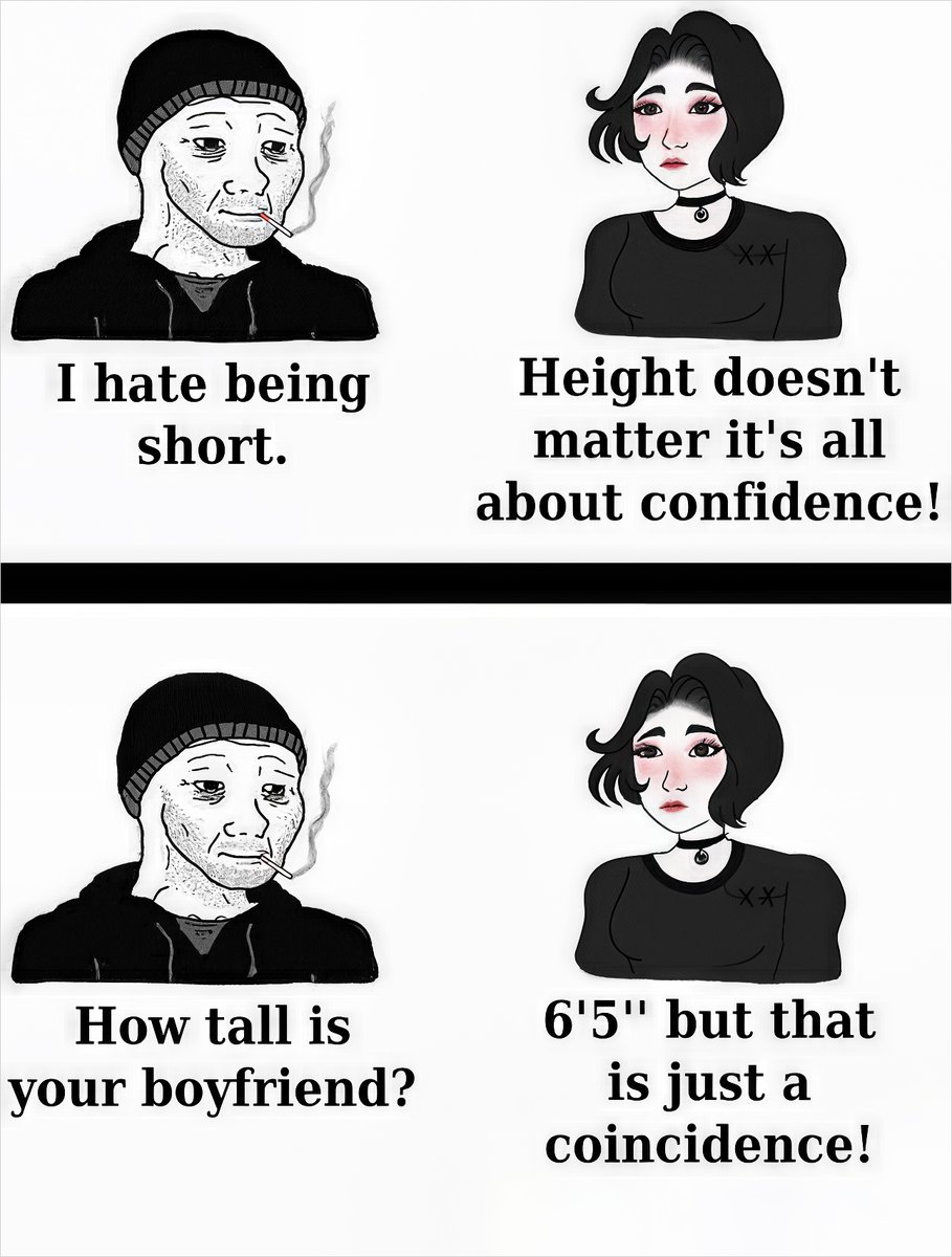 I encounter this ALL the time on my show. Girl says she doesn't care about height. When asked, conveniently, her boyfriend is always in the top percentile of height lol.