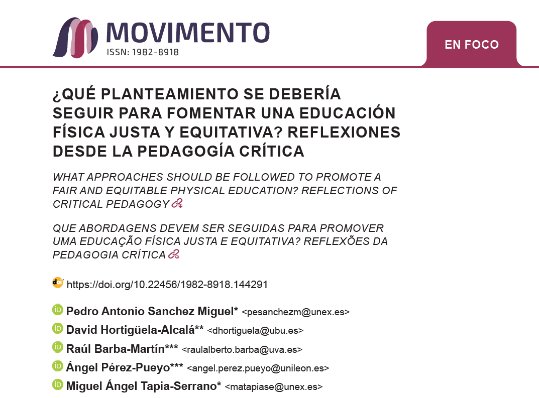 ¡Nuevo artículo publicado! 🚀
En este caso, vinculado con el desarrollo de una EF equitativa a través de planteamientos de la pedagogía crítica 👇
bit.ly/EF_crítica