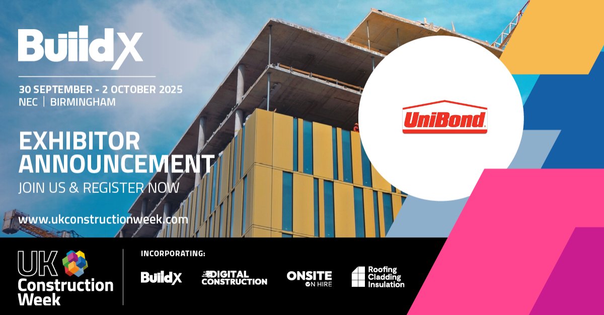 We’re thrilled to welcome @UniBond to the UK Construction Week 2025 Birmingham line-up, taking place 30 September – 2 October at the NEC! 
Get your free ticket: zurl.co/6yBe5
#AdhesiveSolutions #SealantInnovation #ConstructionEfficiency