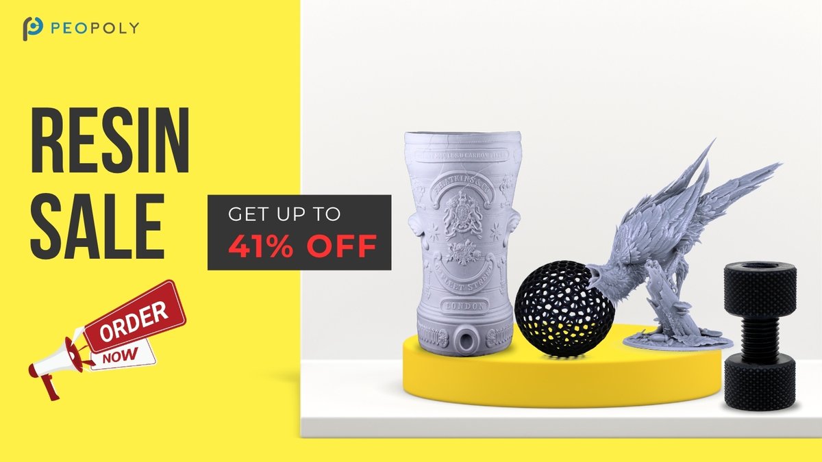 📢Big Peopoly Resin Sale! Get up to 41% off Model, Water-Washable, and Engineering resins! Perfect for detailed, easy-cleanup, or strong prints. Don't miss out! 

🛒peopoly.net/collections/3d…

#Peopoly #3Dprinting #Resin #Sale