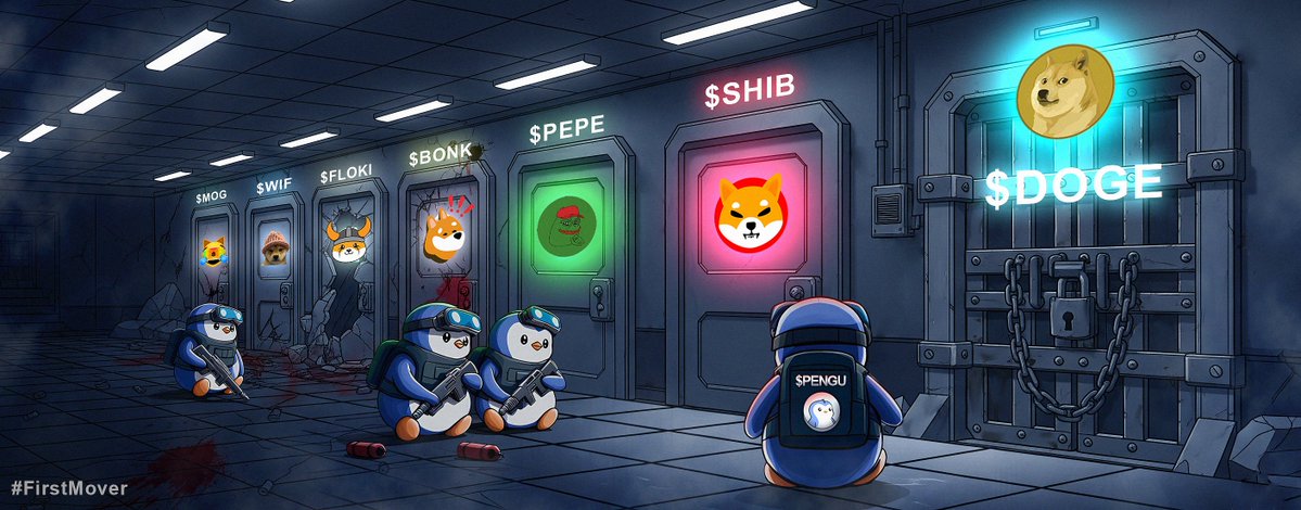 ✨️FirstMover🐧❇️ (@rvdcapital) on Twitter photo Mission update: 🐧💣
Targets eliminated: $MOG, $WIF, $FLOKI, $BONK ✅
Infiltrating: $PEPE sector 🐸🚪
Preparing breach: $SHIB & $DOGE 🔐🐶🔜
$PENGU leads the memecoin takeover. 🐧👑
#penguszn #MemeCoinSeason <a href="/pudgypenguins/">Pudgy Penguins</a> Mission update: 🐧💣
Targets eliminated: $MOG, $WIF, $FLOKI, $BONK ✅
Infiltrating: $PEPE sector 🐸🚪
Preparing breach: $SHIB & $DOGE 🔐🐶🔜
$PENGU leads the memecoin takeover. 🐧👑
#penguszn #MemeCoinSeason <a href="/pudgypenguins/">Pudgy Penguins</a>