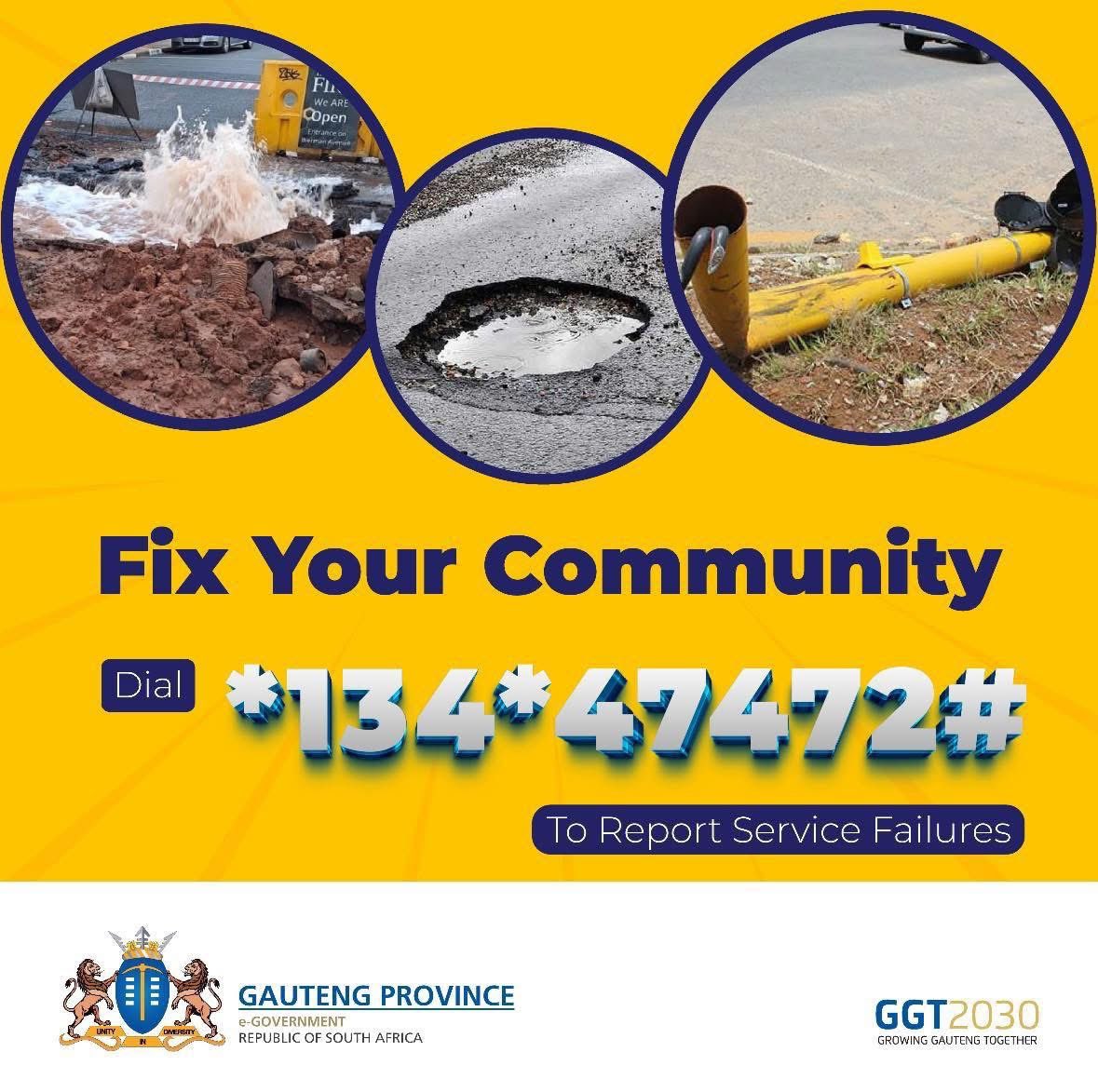 Did you know? You don’t need data to report a service delivery issue. You can access our USSD platform on your phone! 
Simply dial: *134*47472# 
#TechTipFriday #GovInYourPocket #eGovGauteng