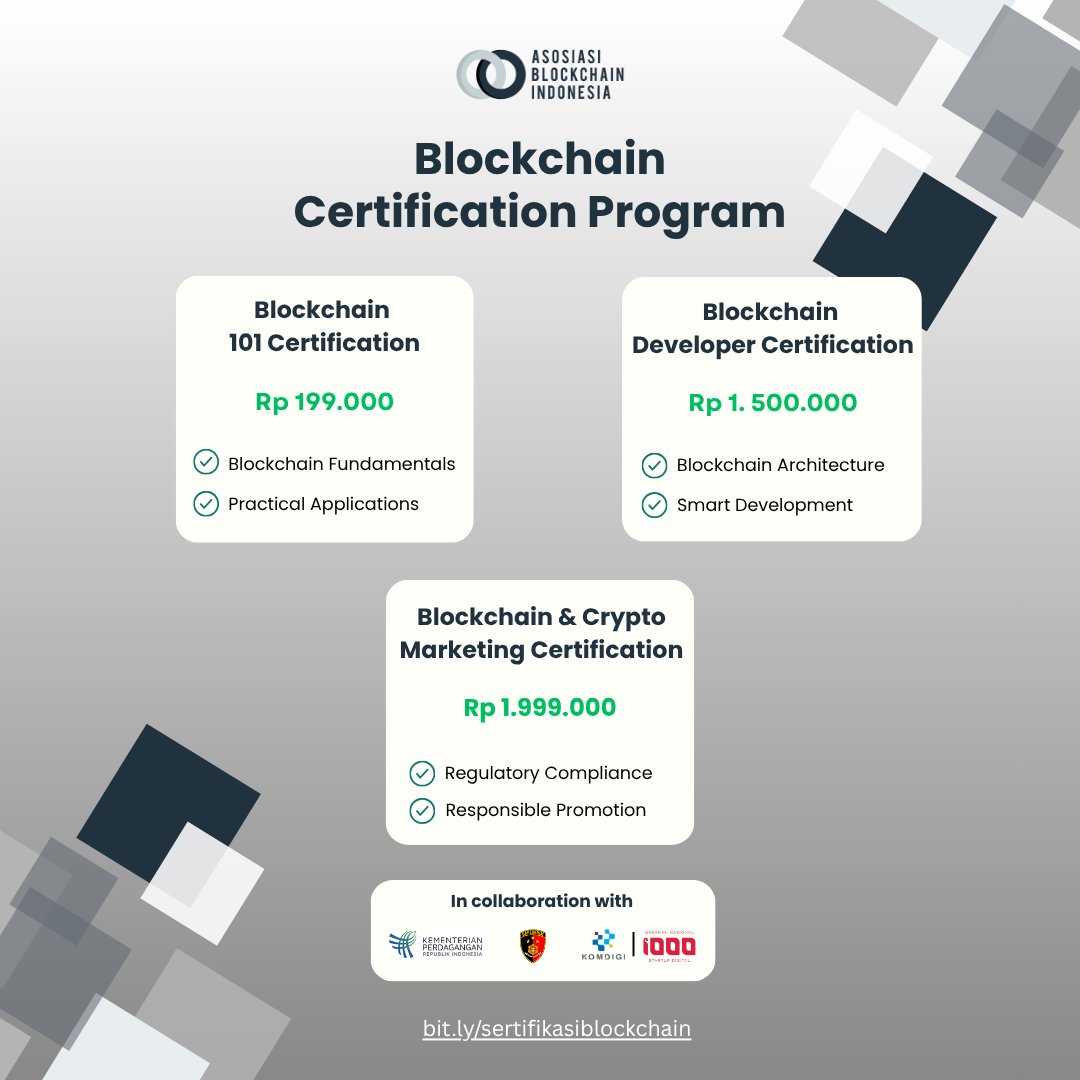 🚀 Ready to level up your blockchain journey?
ABI's Blockchain Certification Program is now enrolling!

🎓 Learn from Web3 pros
📜 Get certified by ABI
🔗 Real-world, industry-based curriculum

Join the future of #Web3 talent👇
bit.ly/sertifikasiblo…

#SertifikasiBlockchain #ABI