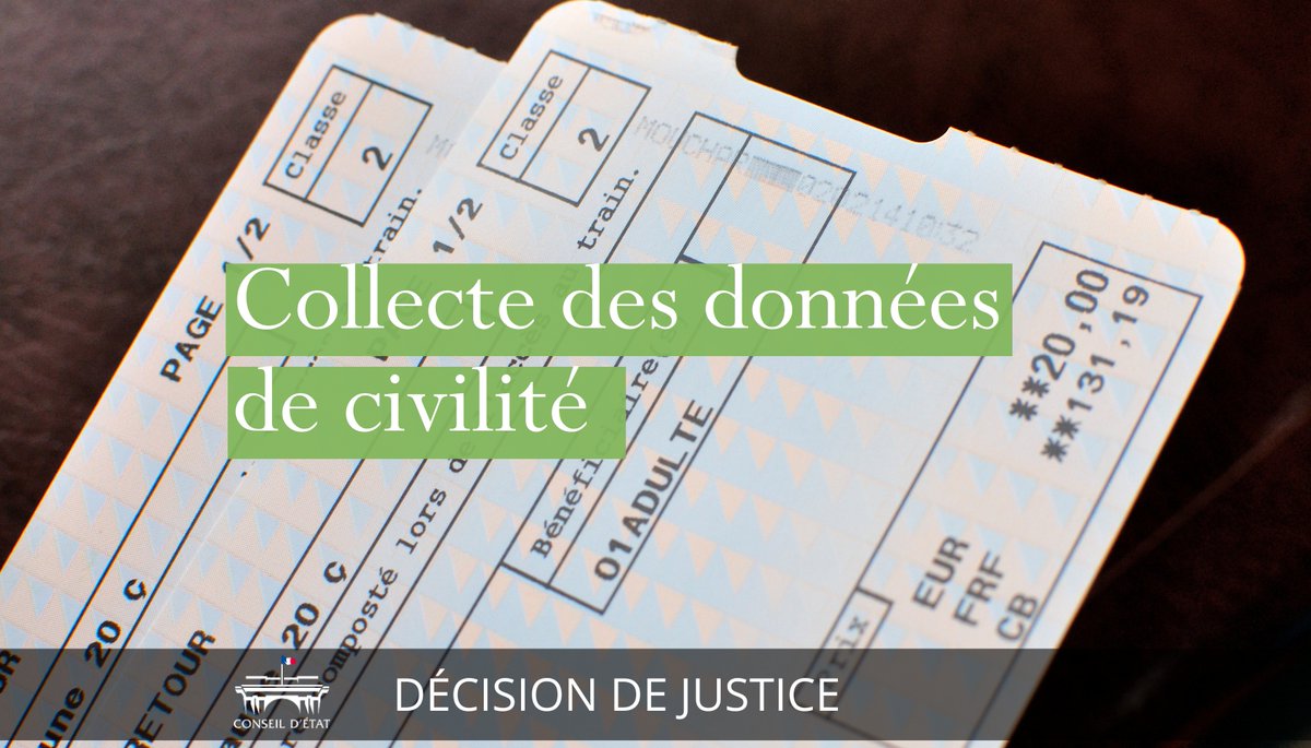 ⚖️SNCF Connect doit rendre la collecte des données de civilité facultative et non obligatoire sur son site internet.

➡️ Lire la décision : conseil-etat.fr/actualites/snc…